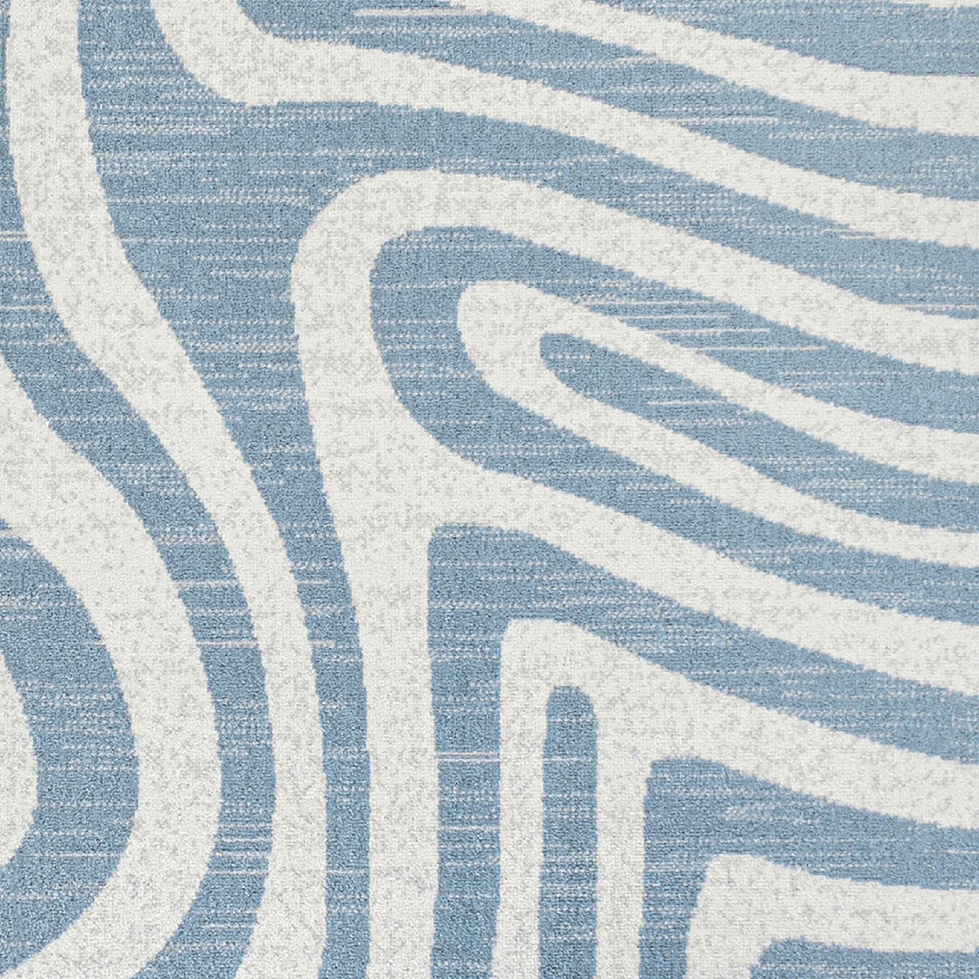 Blue and Cream Abstract Synthetic 4' x 6' Washable Area Rug