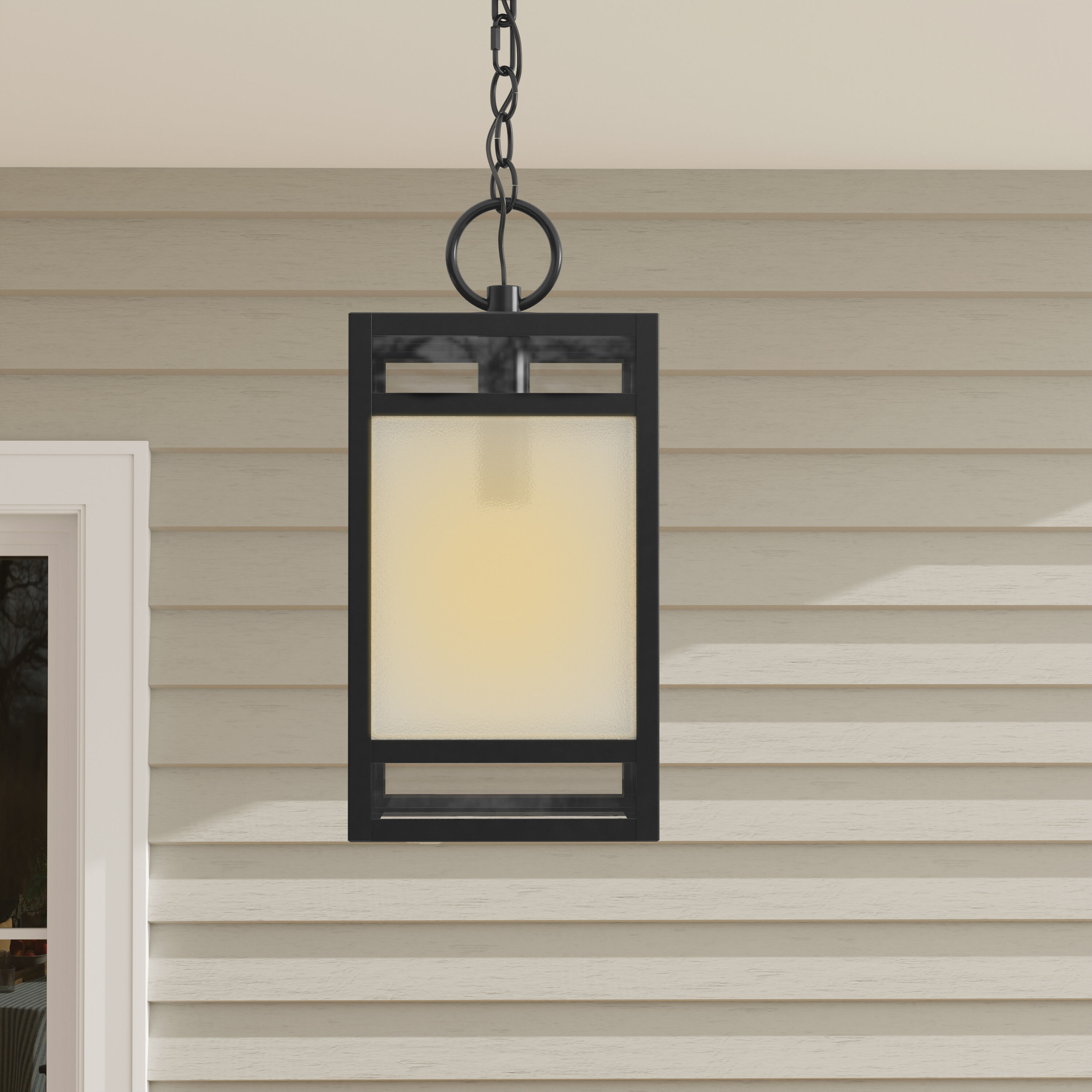 Progress Lighting P550135-31M Parrish Matte Black Transitional Clear glass Square Mini Indoor/Outdoor Hanging Pendant light