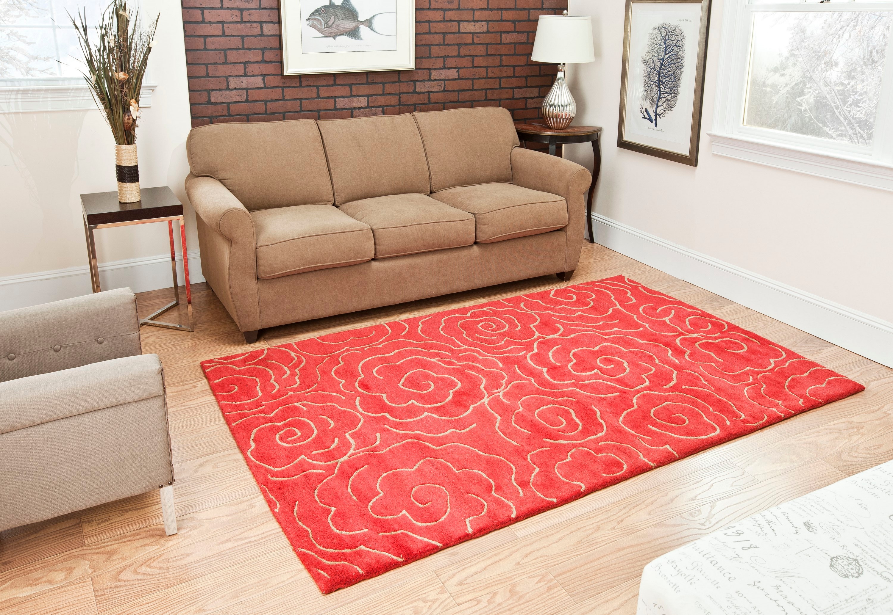 Safavieh SOH812A-2 Soho Obris 2 x 3 (ft) Tufted Wool Red Rectangular Indoor Abstract Throw rug