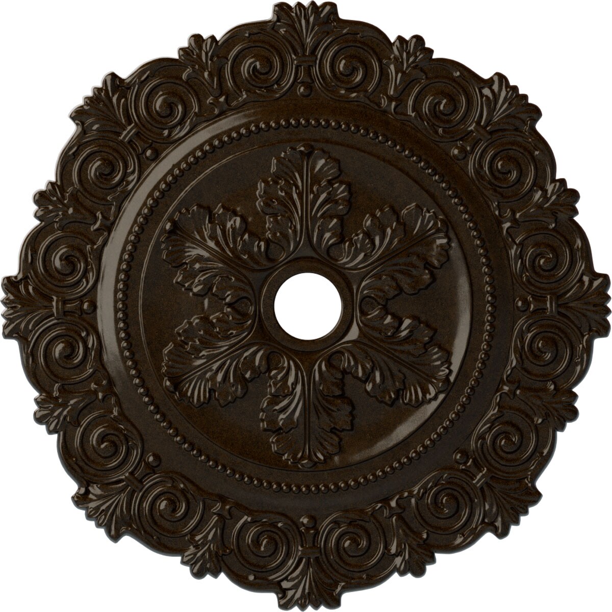 Ekena Millwork CM33SCBZS Scroll 33.25-in W x 33.25-in L Painted Bronze Polyurethane Whole Ceiling Medallion