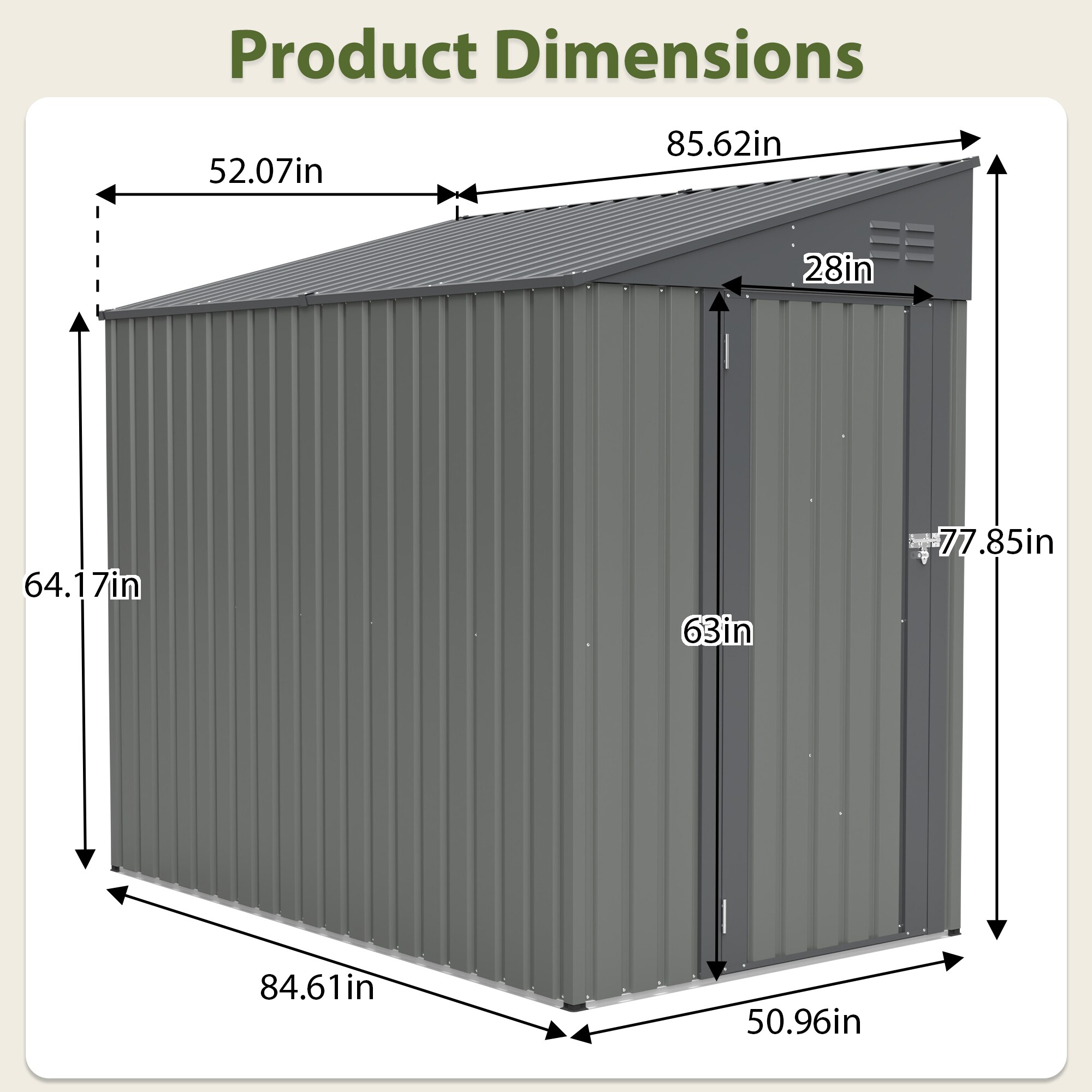 HyperDrop Cart 4-ft x 7-ft Olive Gray Heavy-Duty Steel Lean-to Storage ...