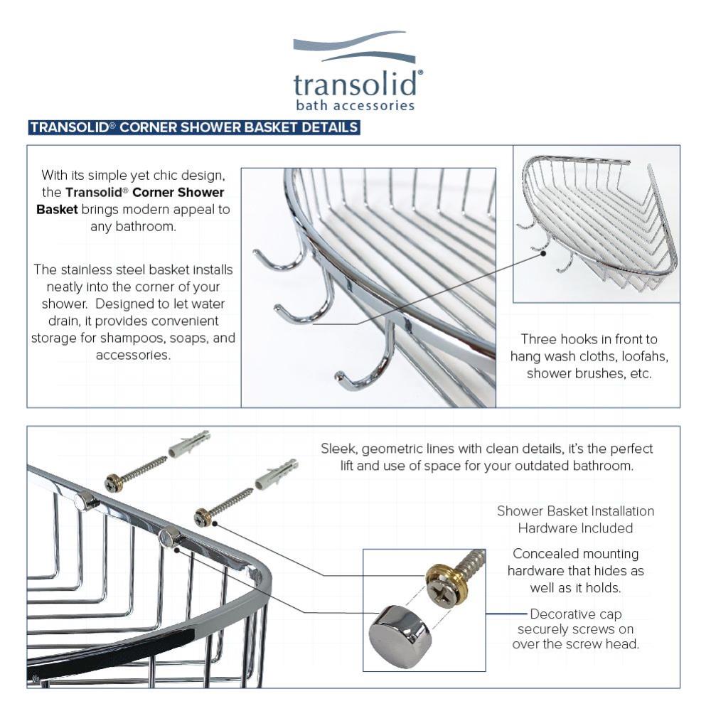 Transolid Drill / Screw Stainless Steel Shower Shelf