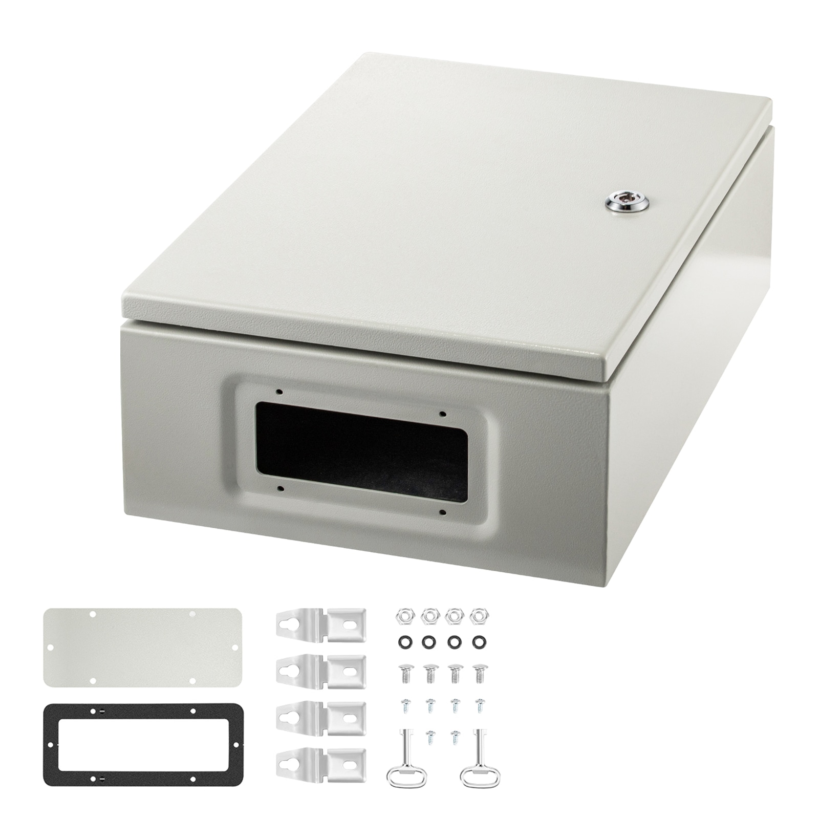 GIVIMO Slim Wall-Mount Electrical Box 16x12x6-in IP66 Carbon Steel Hinged Junction Cabinet with Back Plate for Outdoor Utility Panels