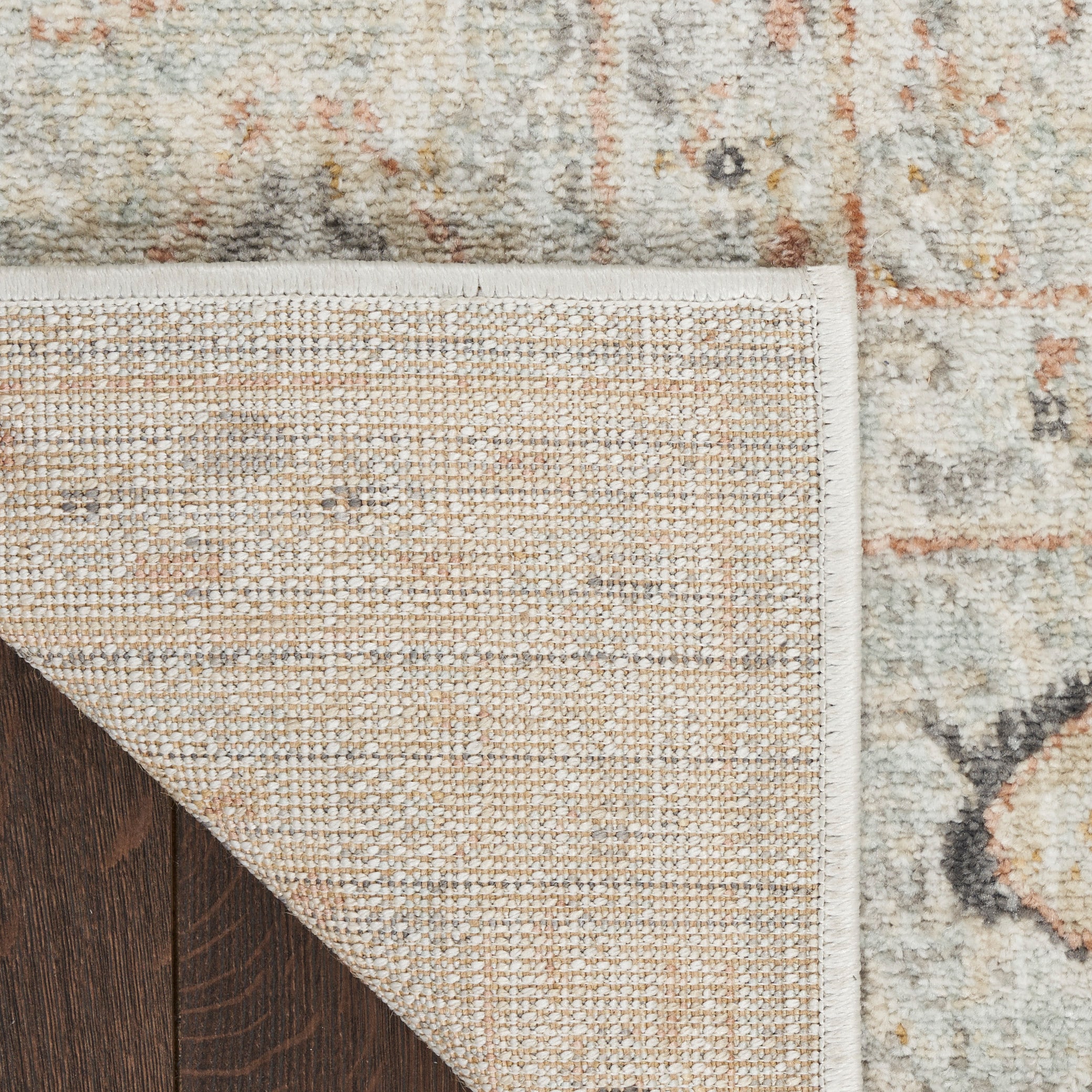 Light Grey Floral Synthetic Rectangular 5' x 7' Area Rug