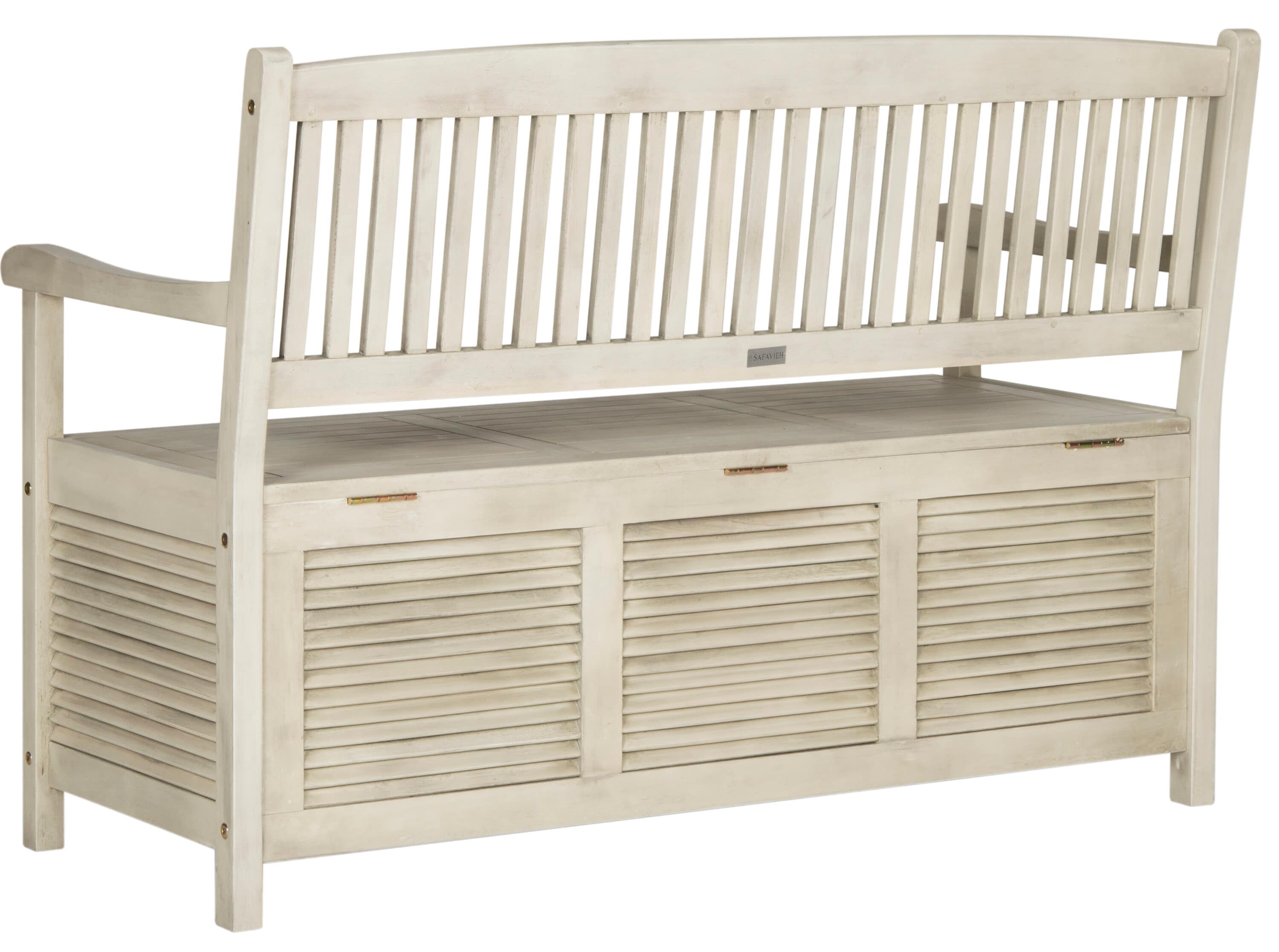 Safavieh PAT7017C Brisbane 50-in W x 35.2-in H Distressed White Acacia Traditional Bench
