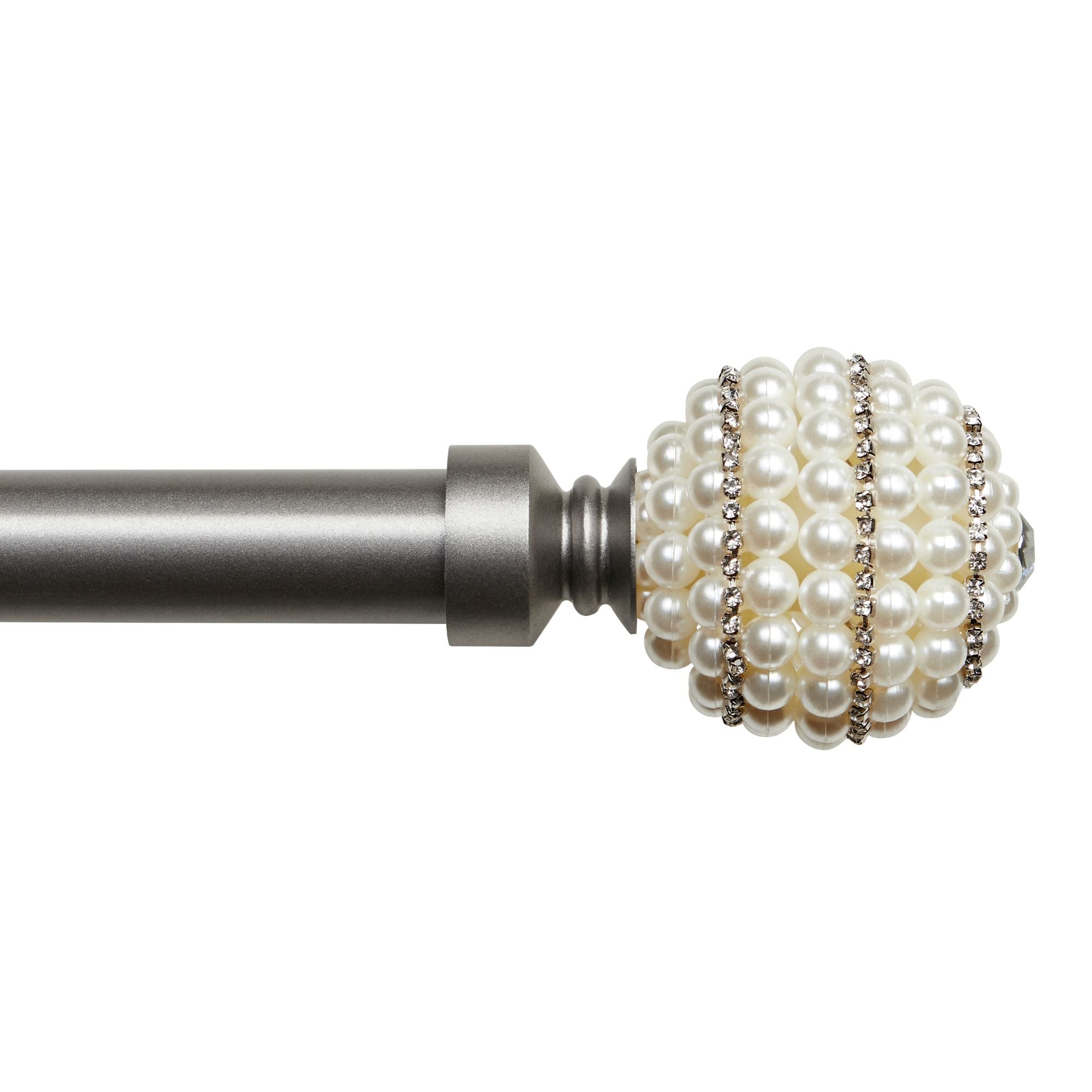 Exclusive Home RD013628DSEHB1 A243 Diana 66-in to 120-in Gunmetal Iron Single curtain rod with Finials