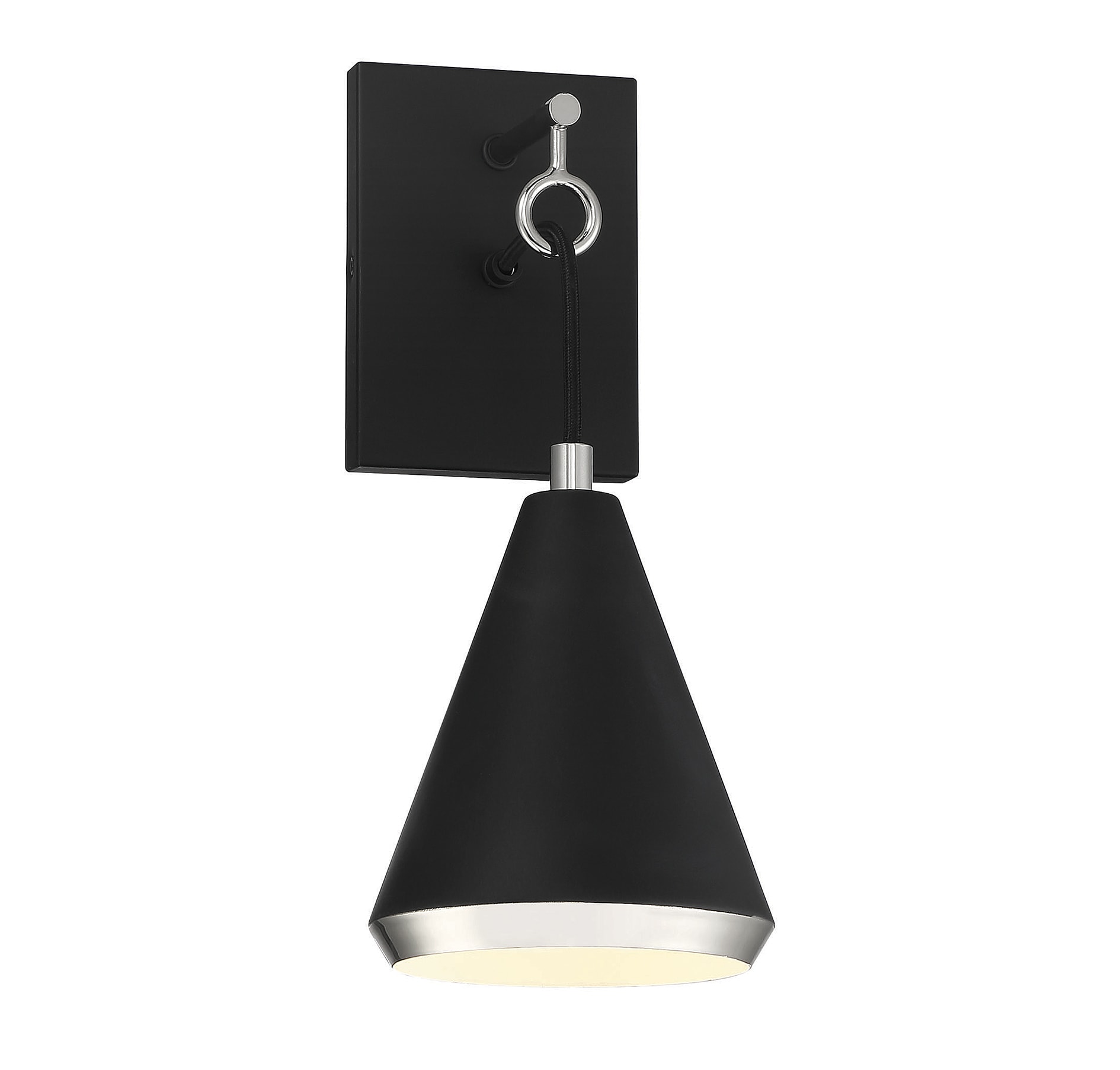 Meridian Lite Trends M90066MBKPN 1-Light Wall Sconce in Matte Black with Polished Nickel 6-in W 1 -Light Multiple finishes Black Wall Sconce