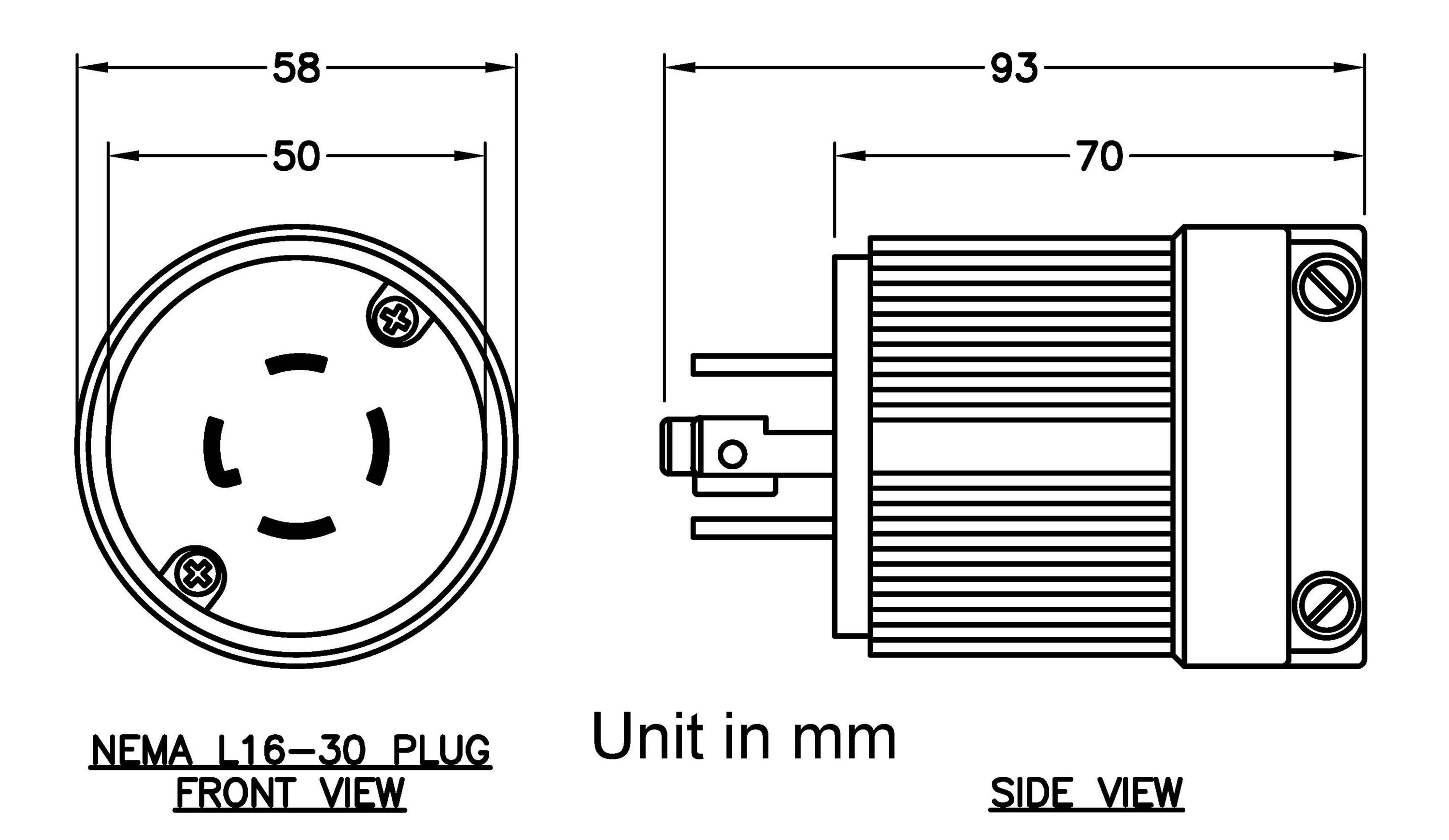 L16-30P, 480V AC, Locking Plug - 6A659