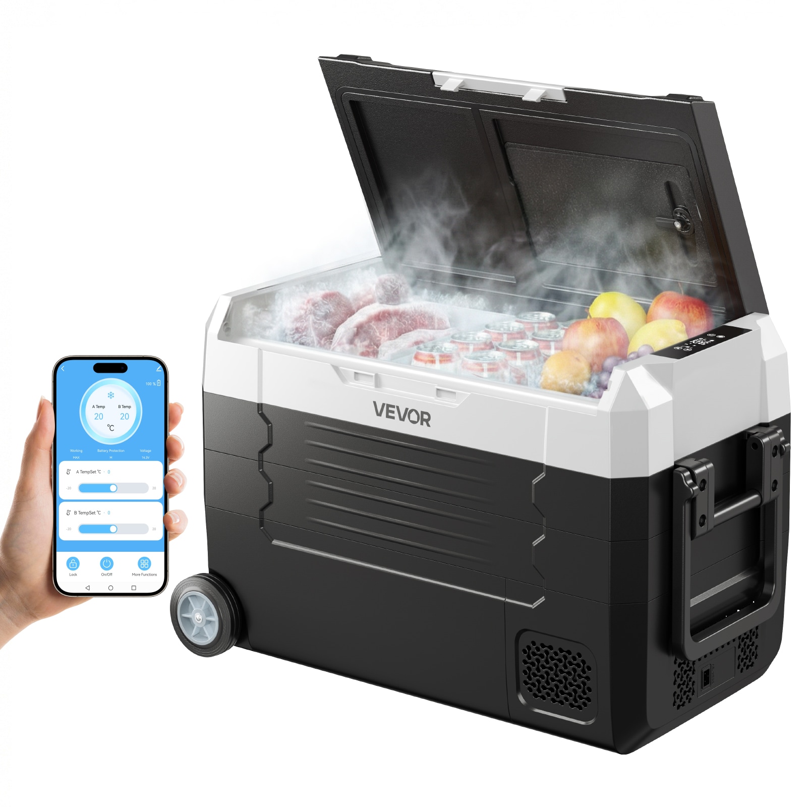 VEVOR - Car Refrigerator. DC 12/24V AC100-240V Compressor Electric Cooler. -4 degrees Fahrenheit ...