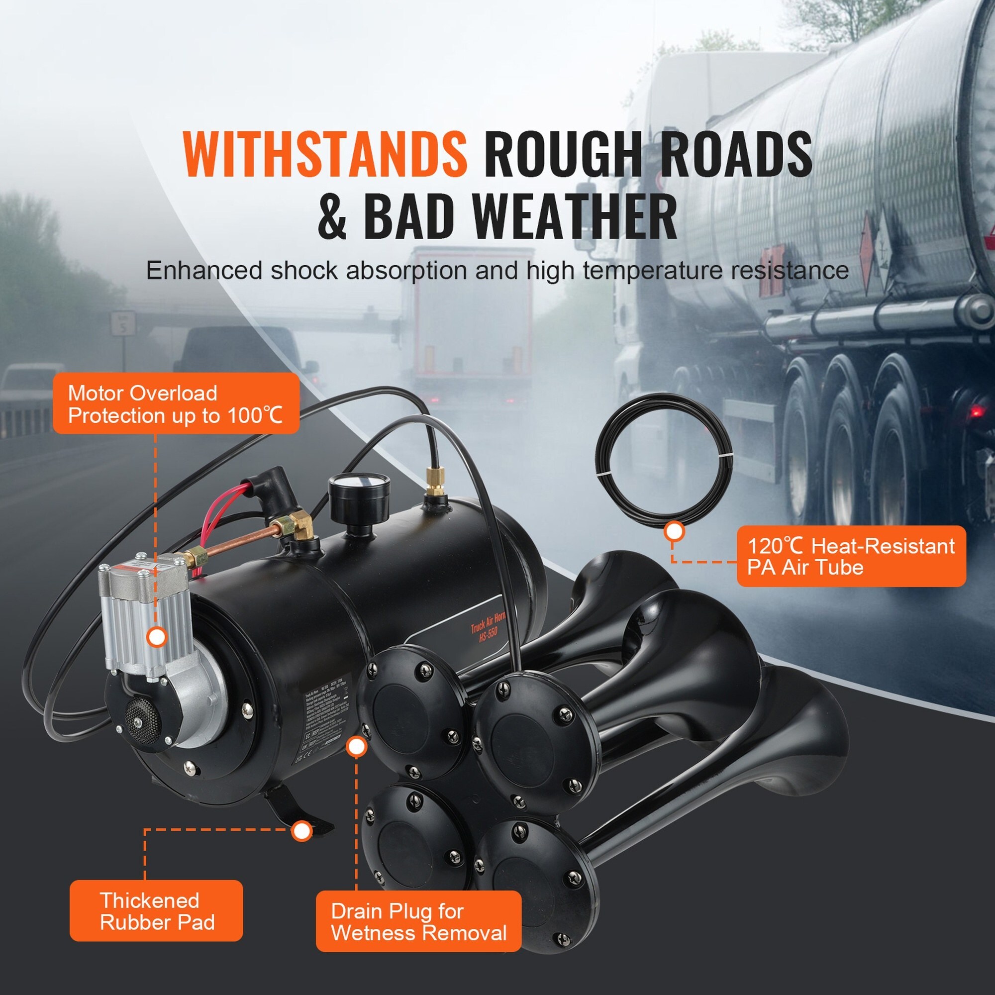Wudkey 12V Air Compressor with 0.8 Gallon Tank Train Horn Onboard Air ...