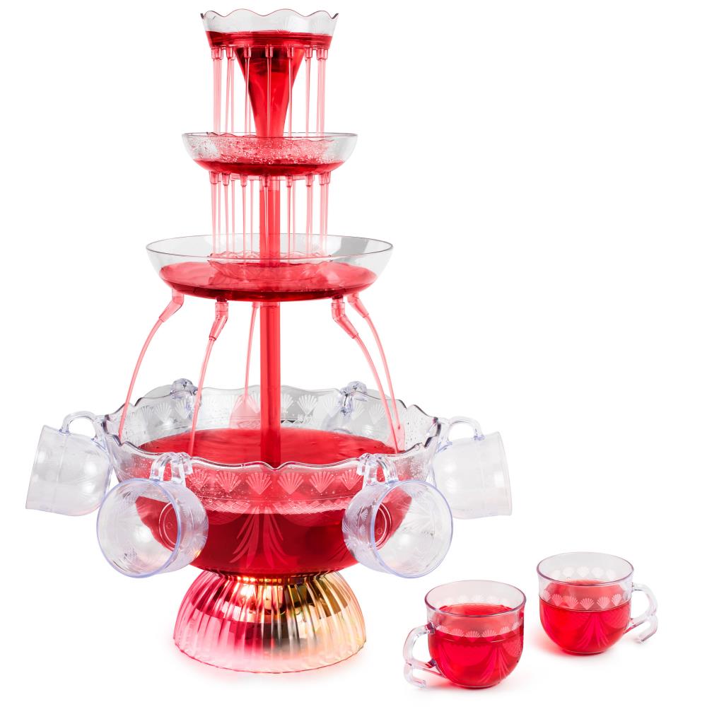 Great Northern 3-Tier 1.5 Gal Party Drink Dispenser - Fountain with LED Light Base and 5 Cups