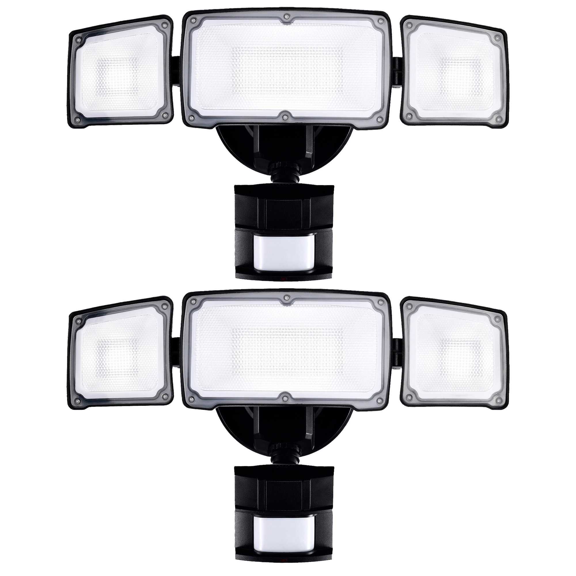 AWSENS SL5483-BK-2PACK 180 -Degree 40 -Wattage Equivalent Hardwired LED Black 3 -Head Motion-Activated Flood Light 2 -Pack 4000 -Lumen