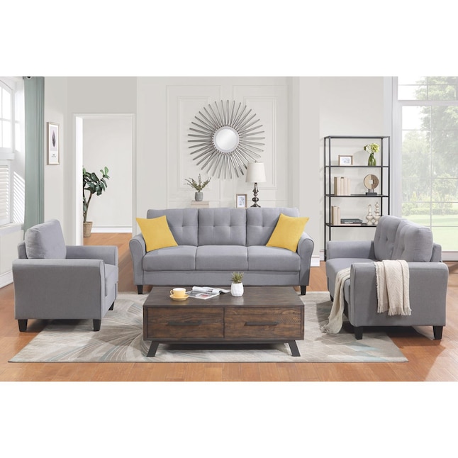JASMODER 30-in Modern Light Grey-blue Polyester/Blend Sofa in the ...