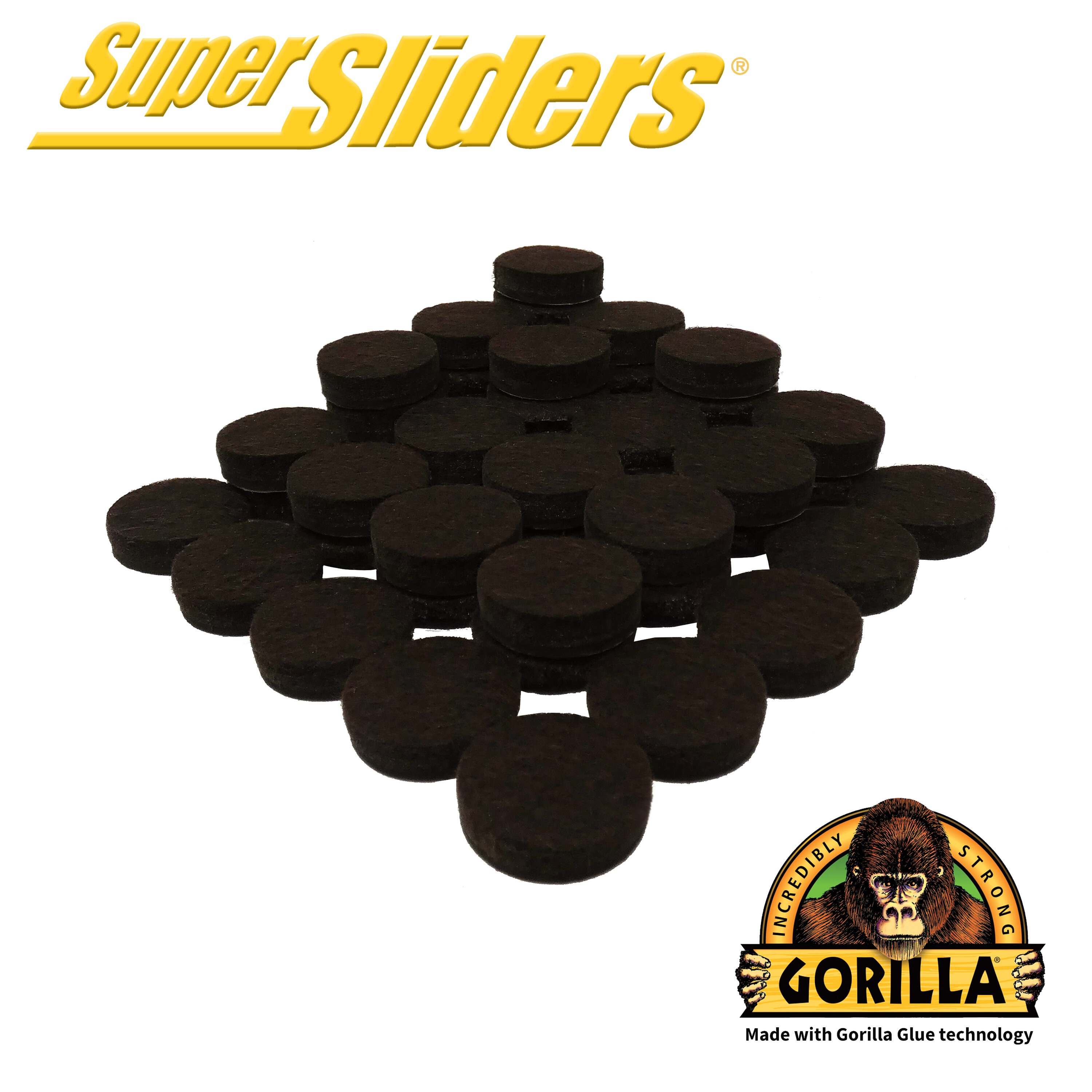 Waxman 1 Round Super Sliders Felt Pads with Gorilla Glue - Furniture Sliders