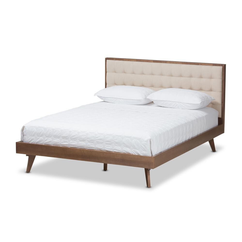 Baxton Studio Soloman Beige Full Wood Platform Bed in the Beds