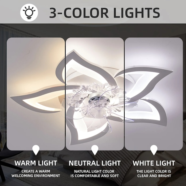 Yardreeze 27.2-in Silver Color-changing LED Indoor Downrod or Flush ...