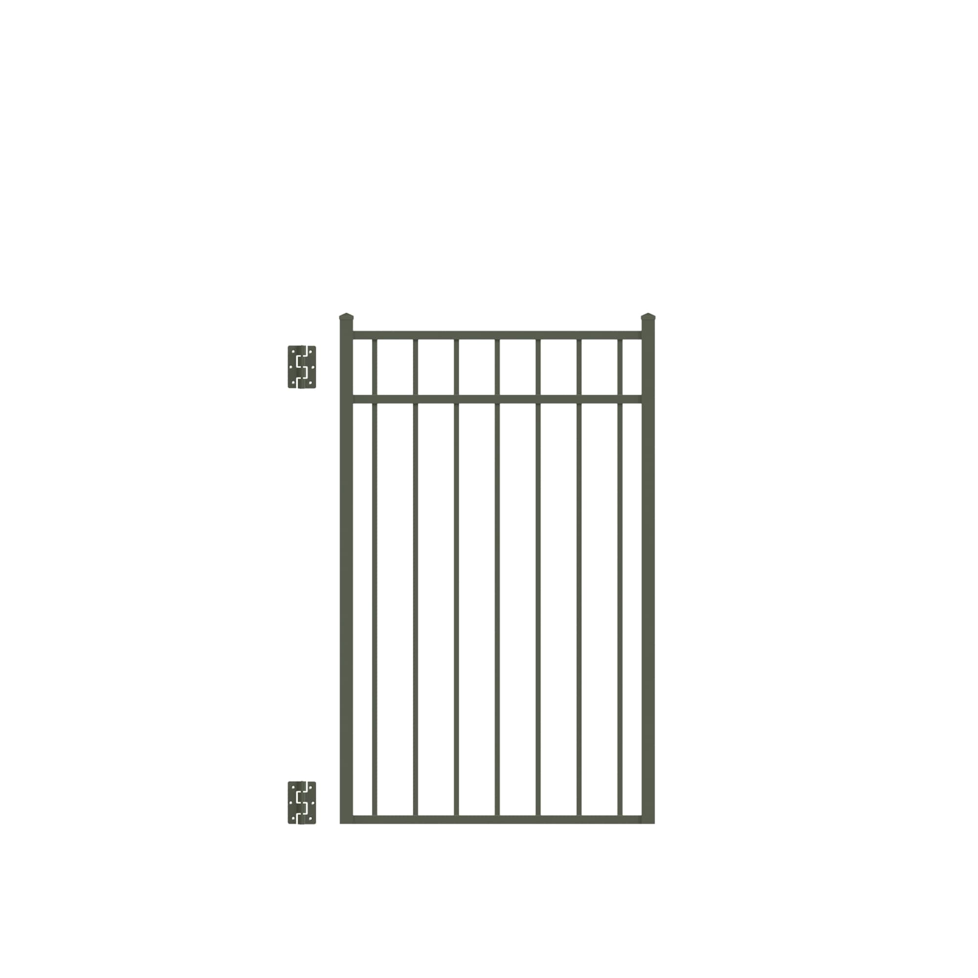 Freedom 73009689 New Haven 4-1/2-ft H x 3-ft W Pewter Aluminum Decorative Walk-thru Spaced picket Fence gate