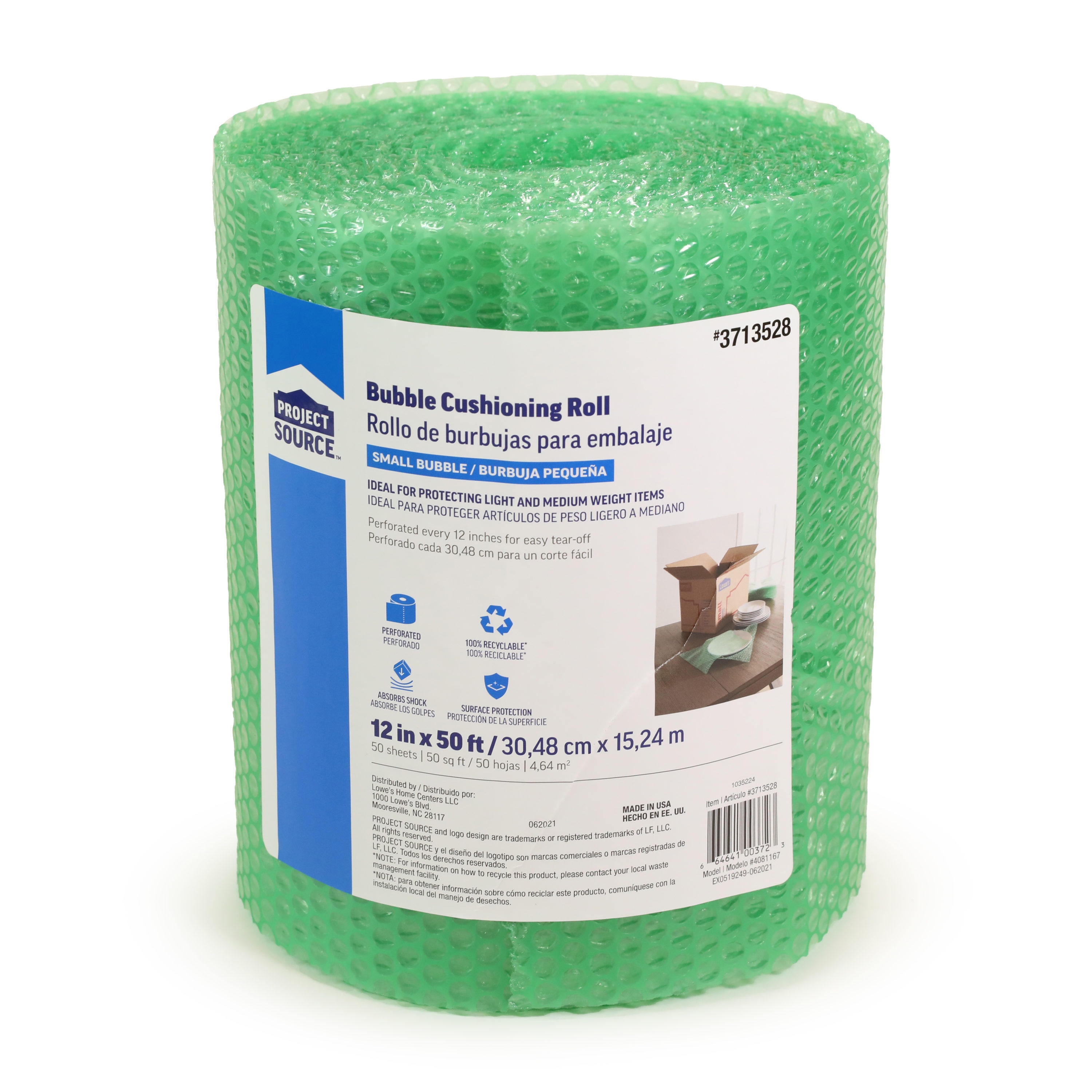 Project Source 12-in x 50-ft Bubble Cushion in Green | 4081167