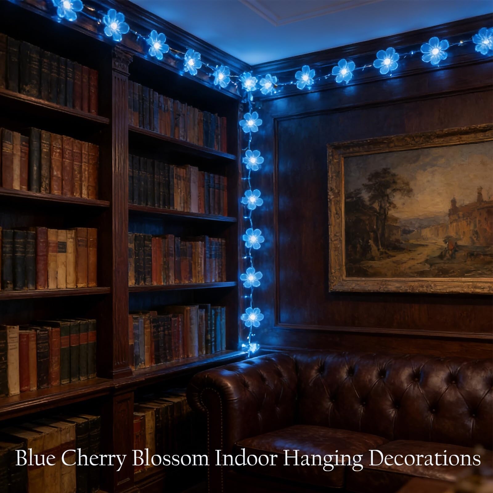 Oyezvary Blue Flower String Lights 33 Feet 100 LED Indoor Outdoor