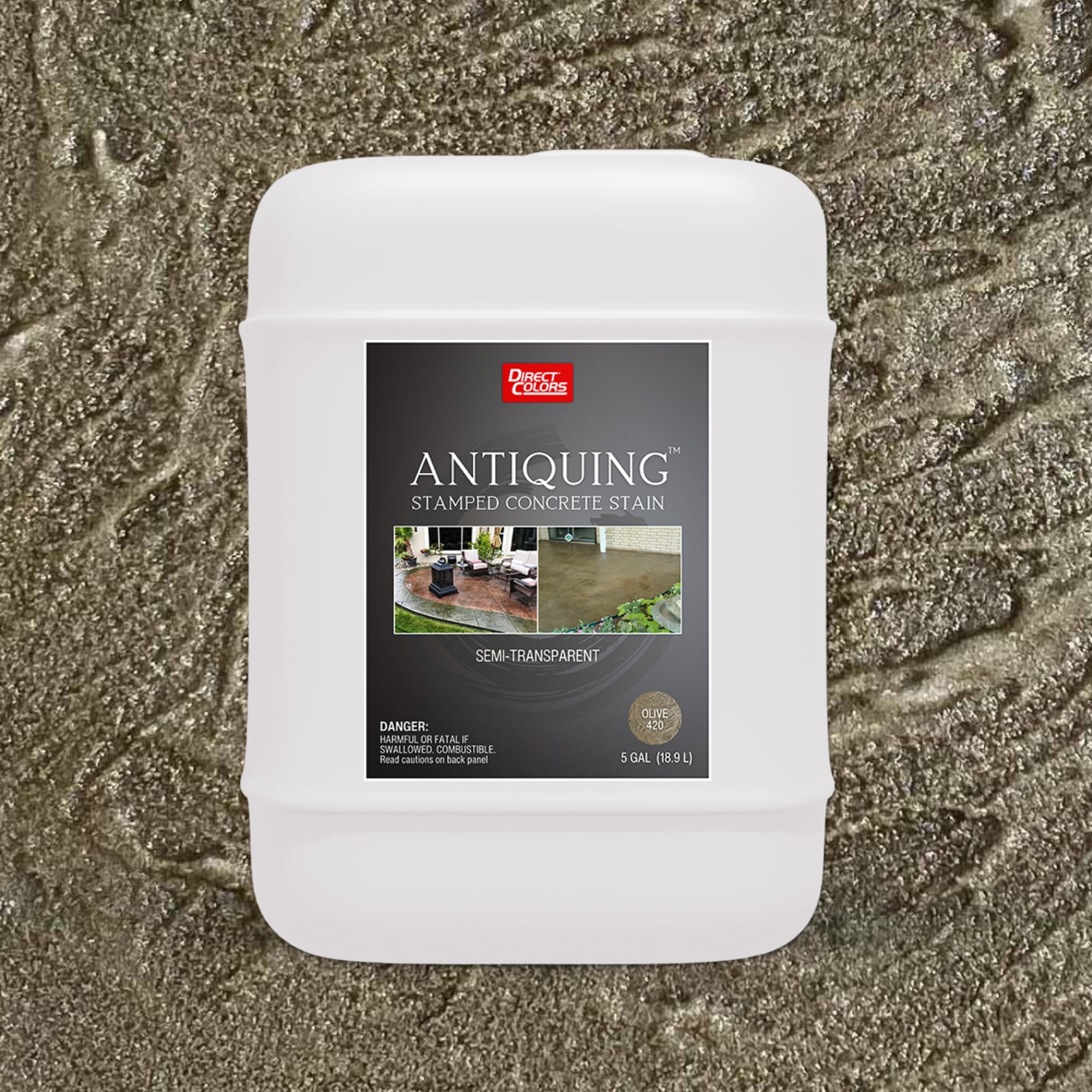 Direct Colors DC-ANS-420-5GAL Antiquing Stamped Concrete Stain Olive Solvent-based Ready-to-use Concrete stain ( 5-gallon )