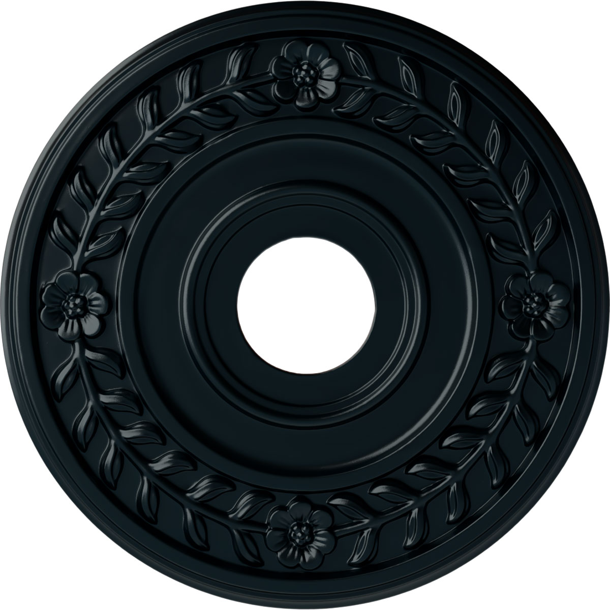 Ekena Millwork CM16WRNSF Wreath 16.25-in W x 16.25-in L Painted Night Shade Polyurethane Whole Ceiling Medallion