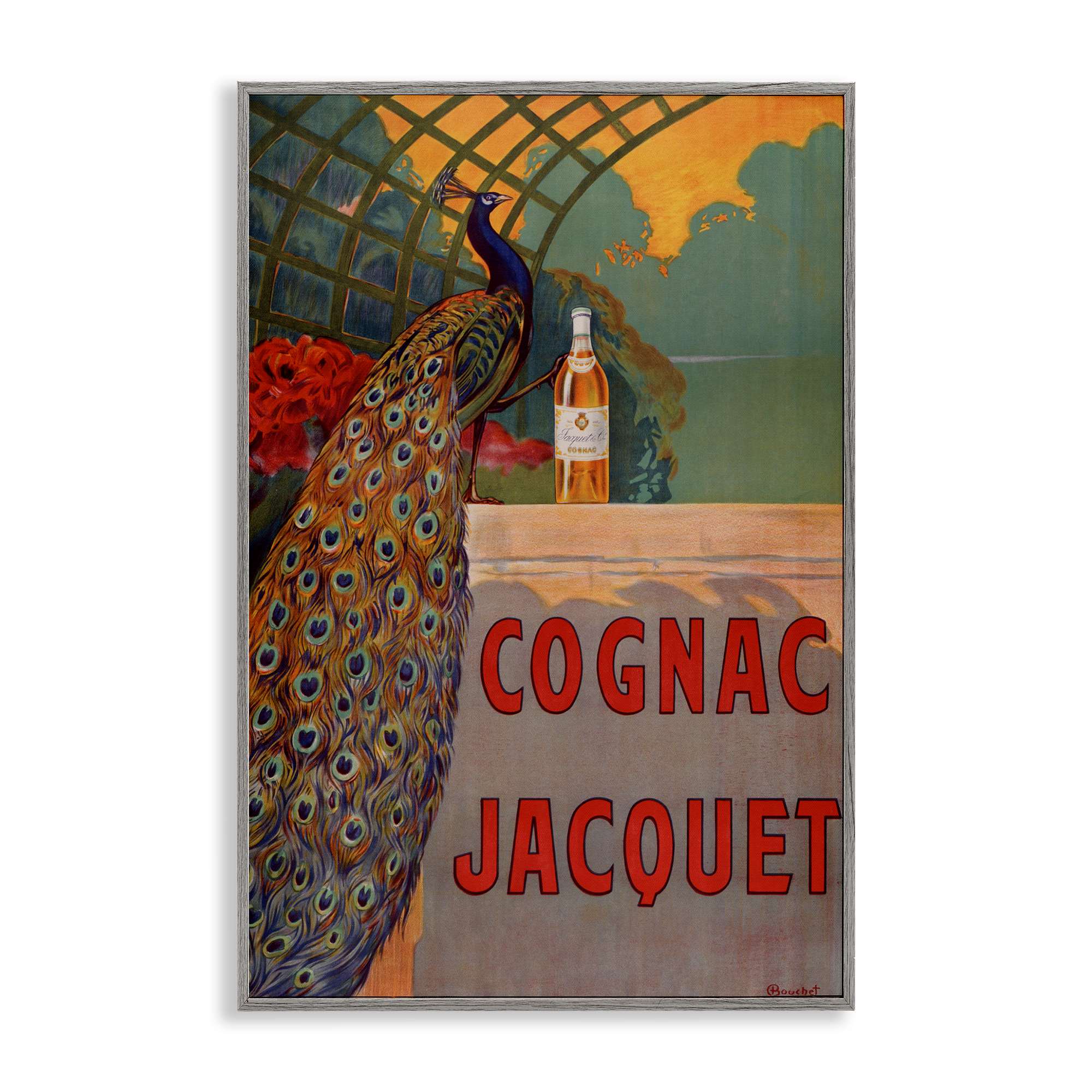 Stupell Industries BT-385-GFF-12X18 Vintage Cognac and Peacock Gray Framed Giclee Art By Marcus Jules 12 x 18