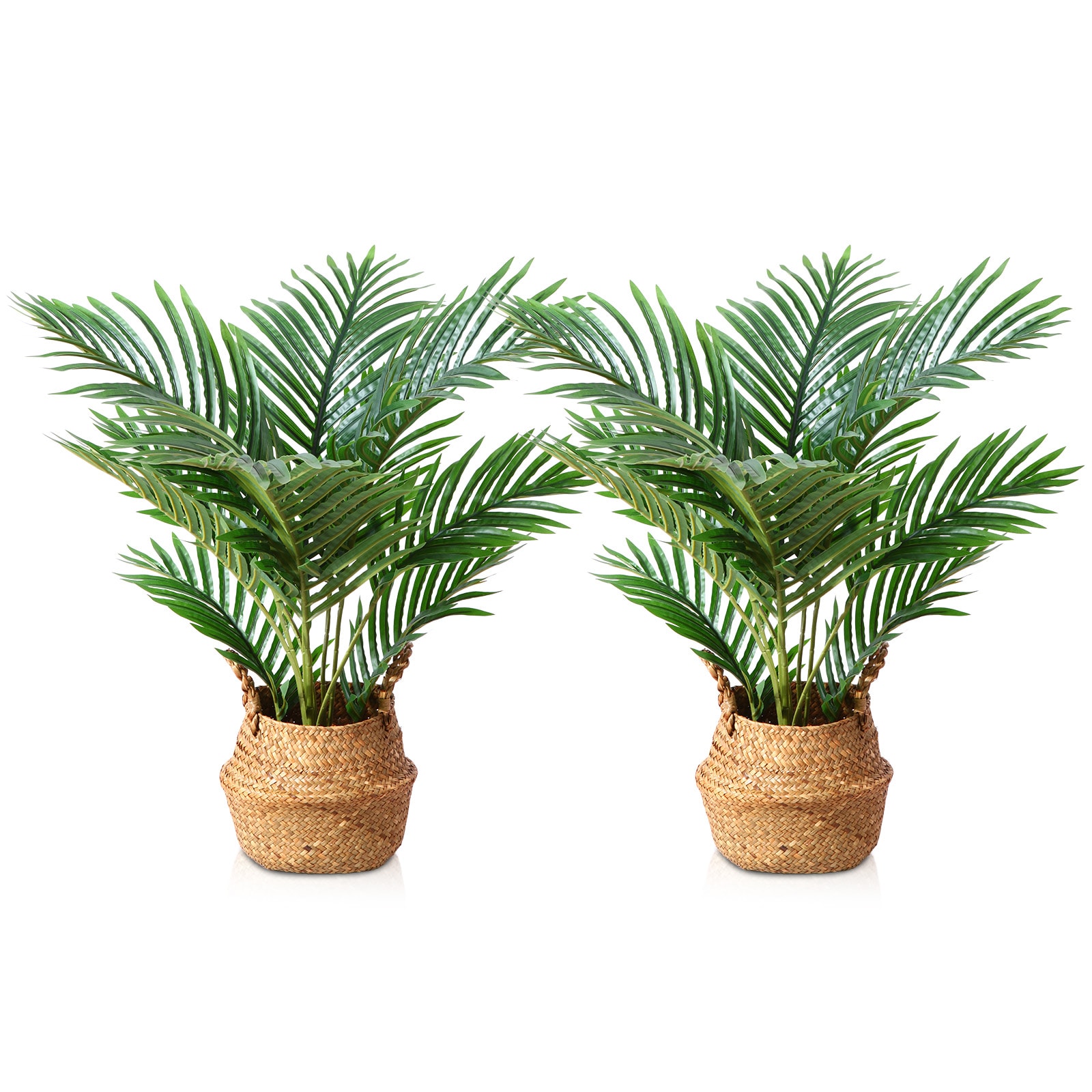 VeriNatural - 24-in Green Indoor/Outdoor Floor Palm Artificial Tree with Woven Decorative Basket ...