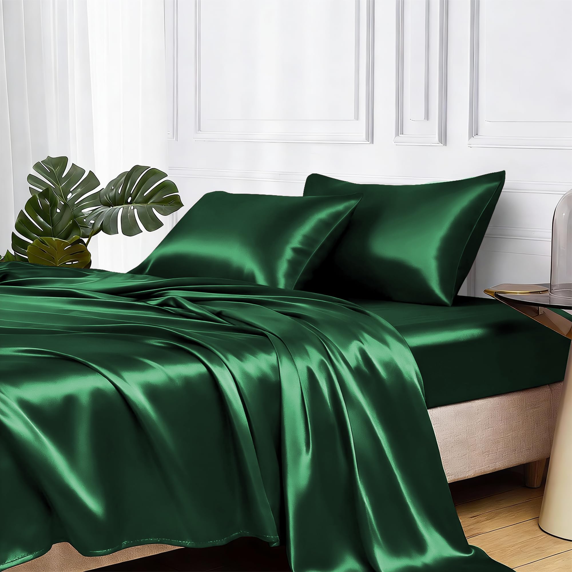 CovertSafe Satin Sheets With Elastic Straps 3-Piece Deep Pocket Twin