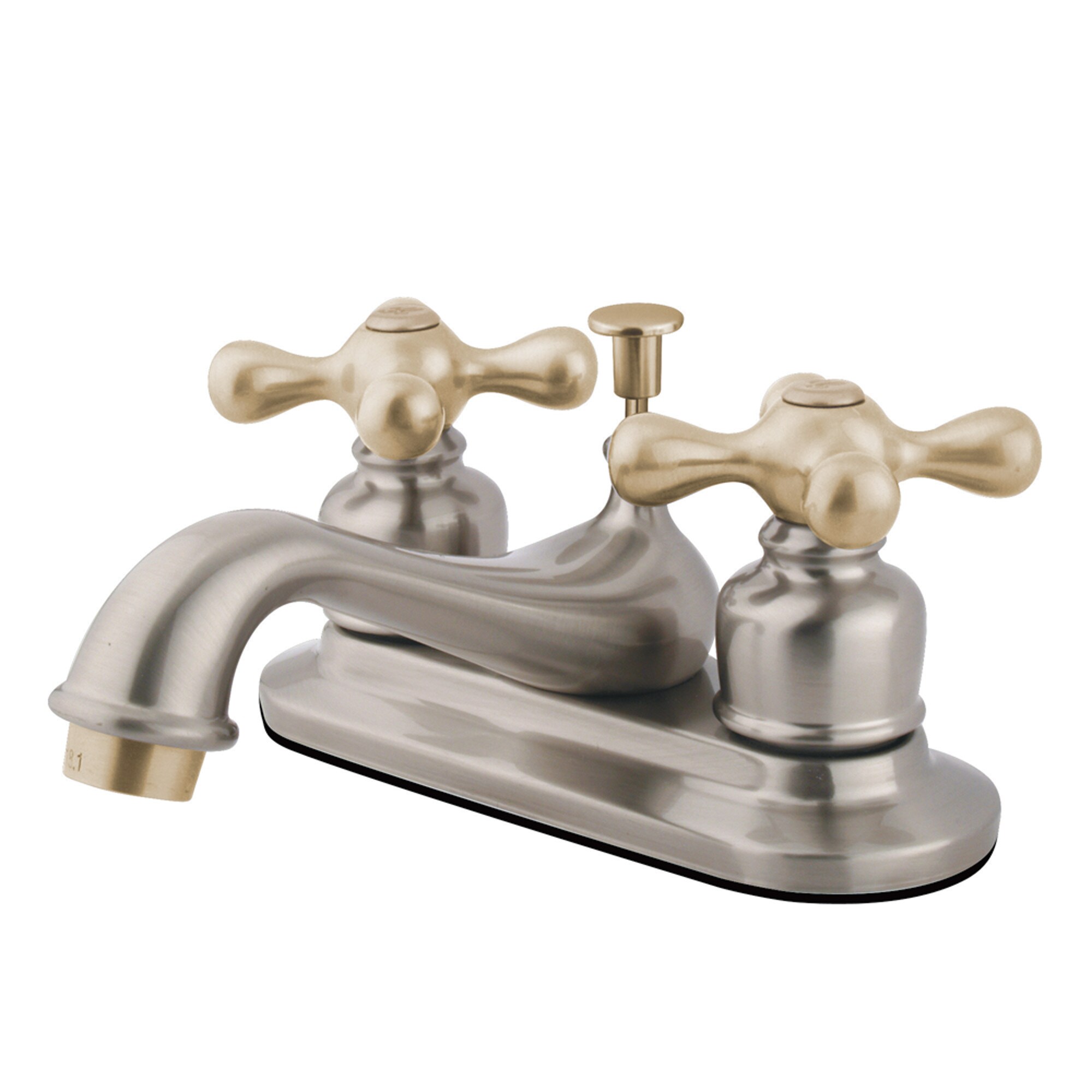 Elements of Design EB609AX Elizabeth Satin nickel/polished brass 4-in centerset 2-handle Low-arc Residential Handle Bathroom Sink Faucet with Drain