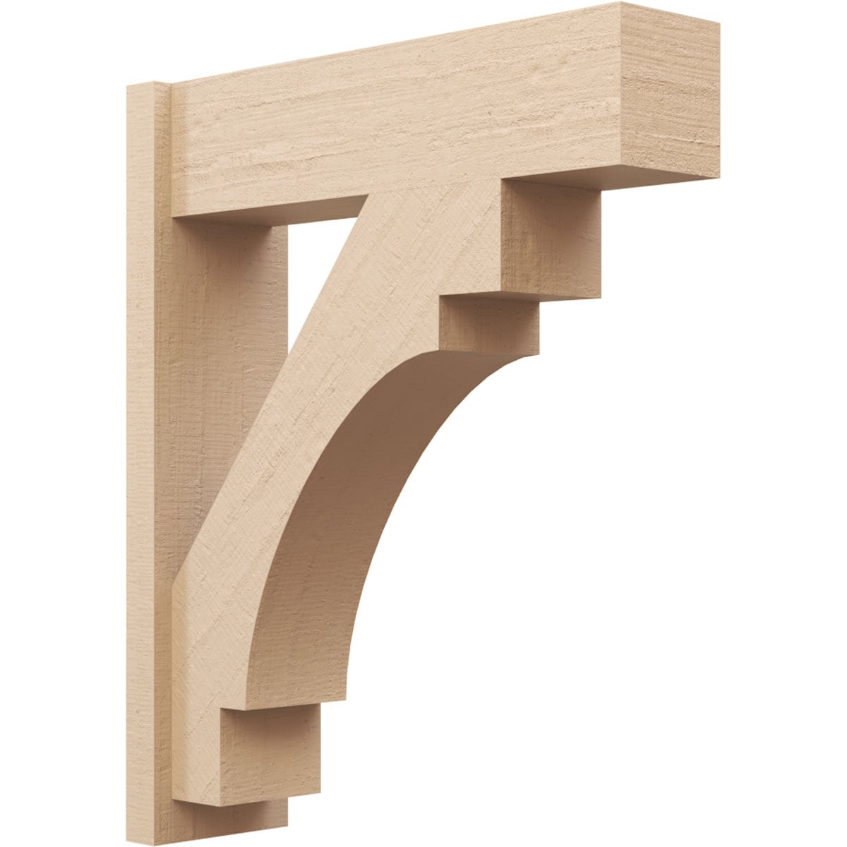 Ekena Millwork 2137107 Timberthane Rough Cedar Faux Wood Merced Block Outlooker 8-in W x 28-in D x 34-in H Primed Tan