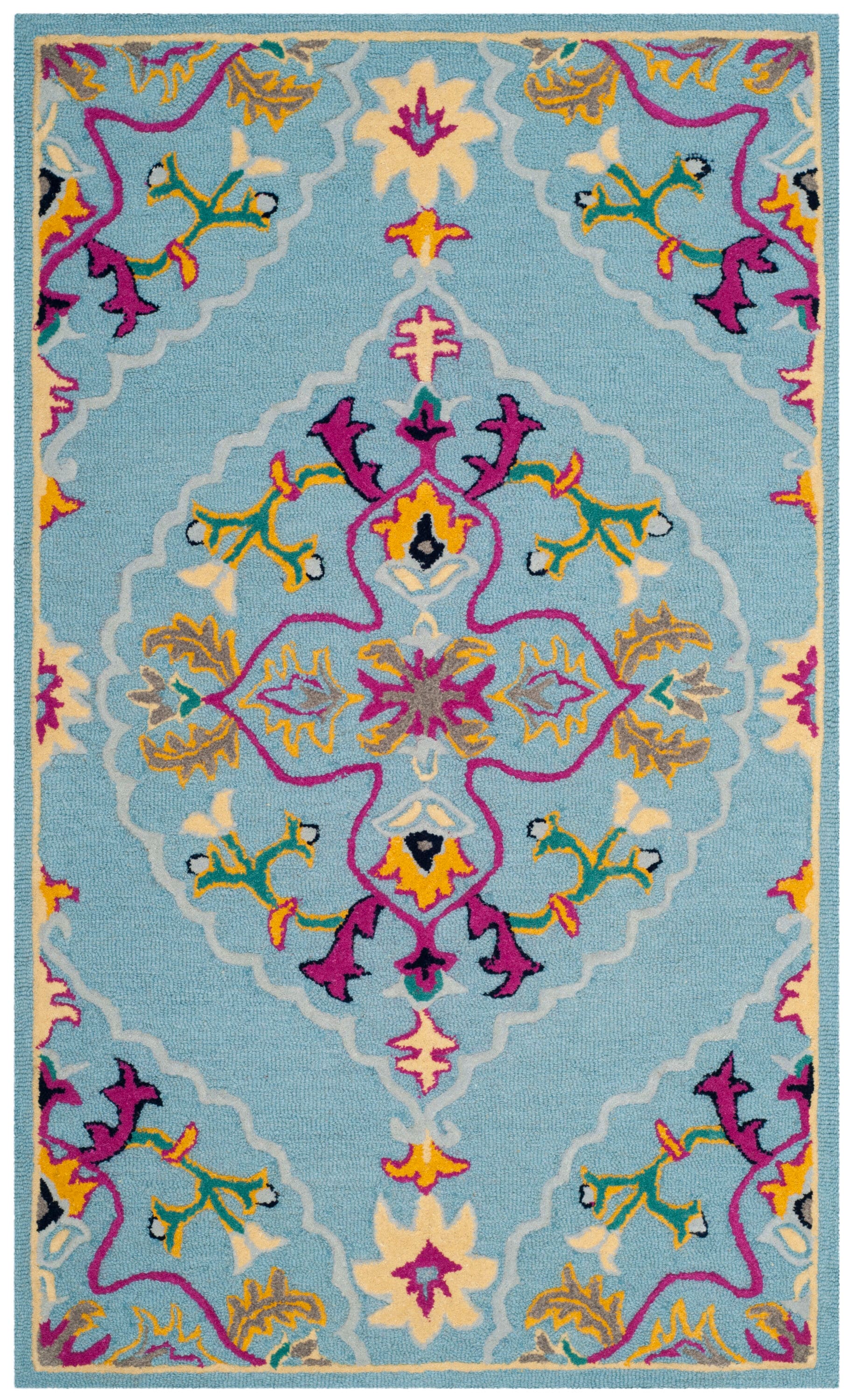 Safavieh Bellagio Nijar 8 x 10 Wool Light Blue Indoor Floral/Botanical  Global Area Rug in the Rugs department at