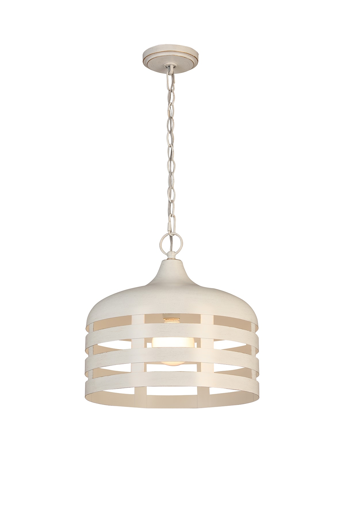 allen + roth Scout French White Transitional Drum Pendant Light