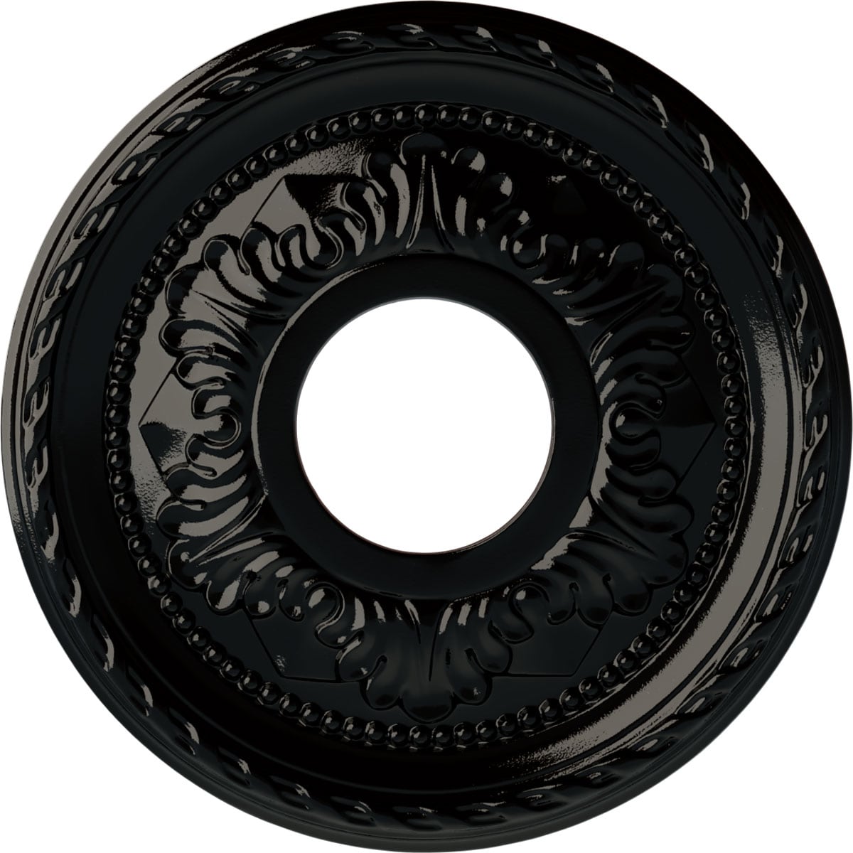 Ekena Millwork CM12PMBPS Palmetto 12.125-in W x 12.125-in L Painted Black Pearl Polyurethane Whole Ceiling Medallion