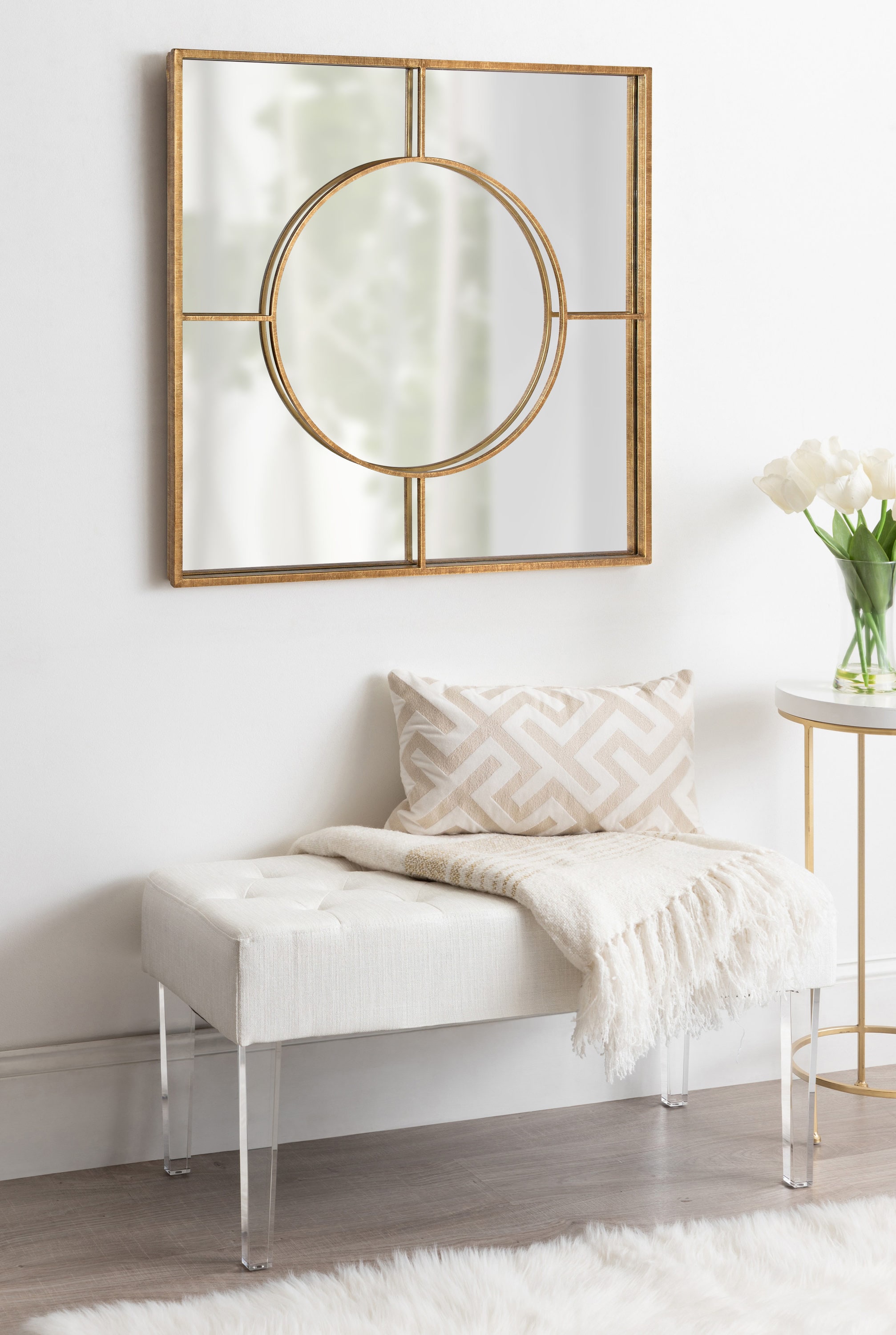 Gold Geometric Square Full Length Accent Mirror