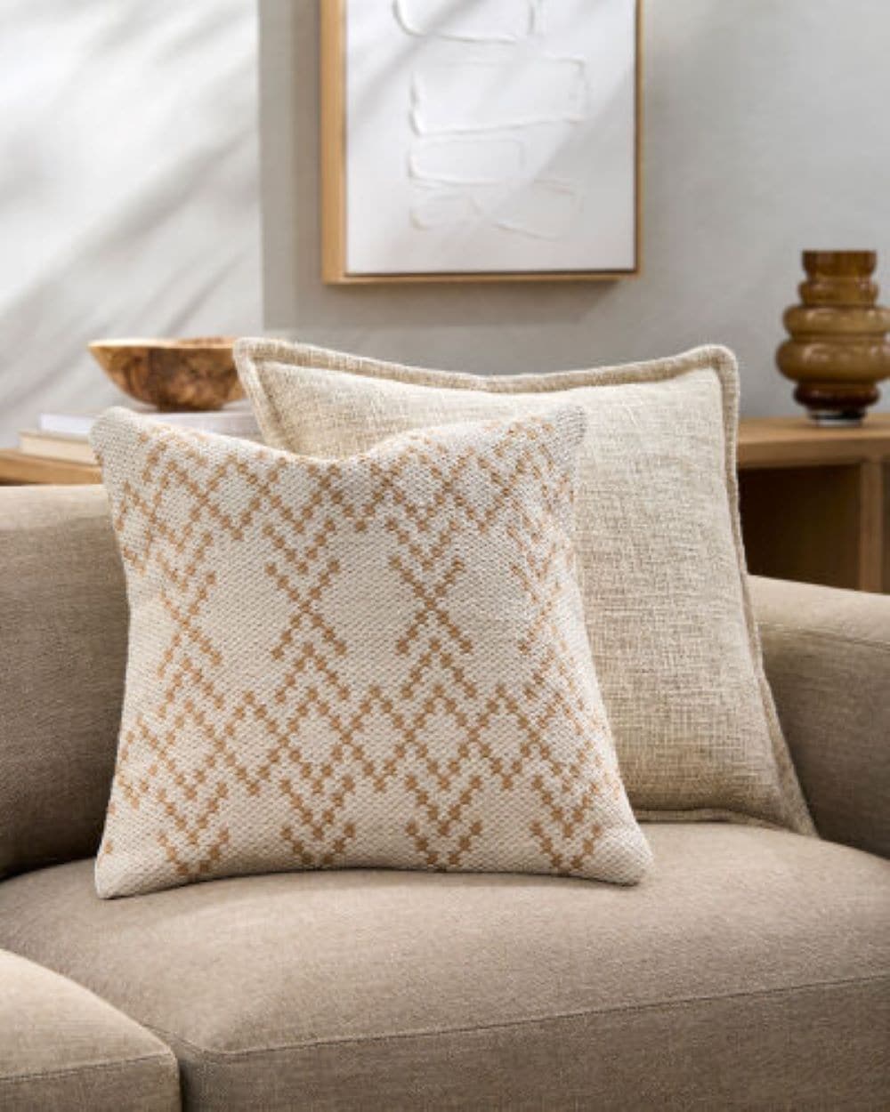 Ryder 20" x 20" Light Neutral Cotton Accent Pillow