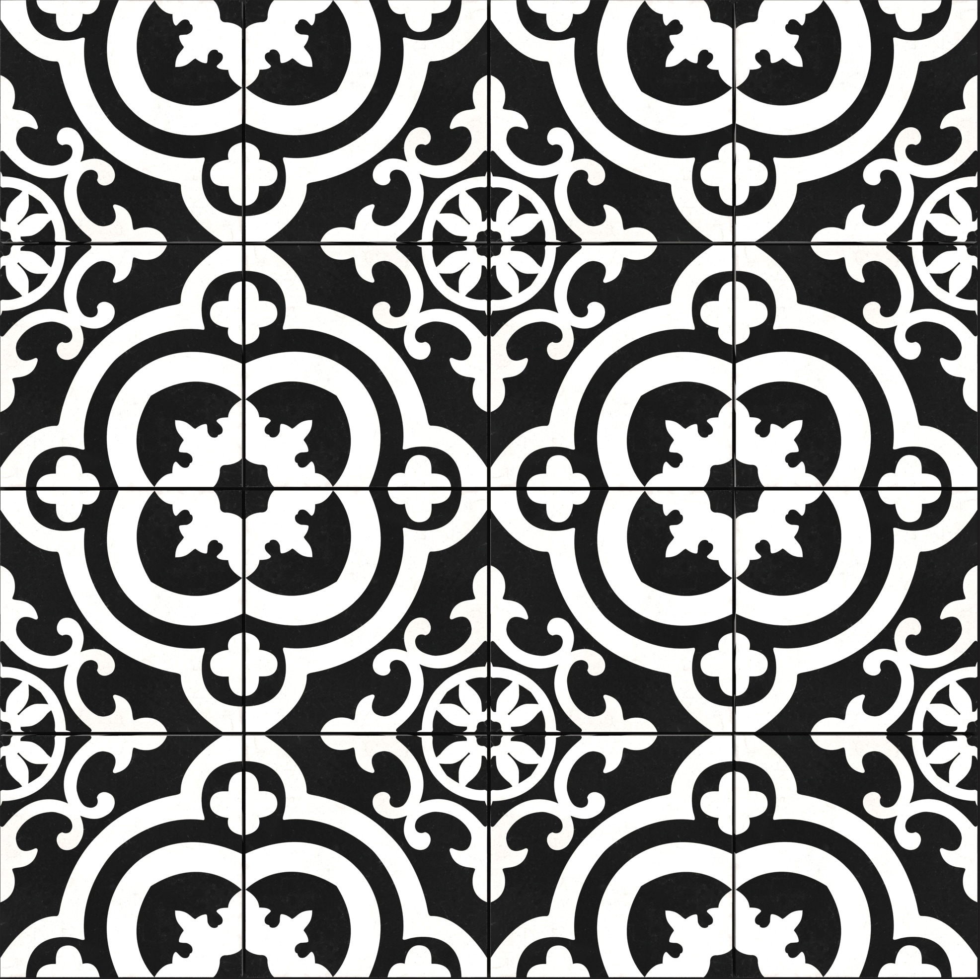 allen + roth Cementina Black and White 8-in x 8-in Glazed Ceramic ...