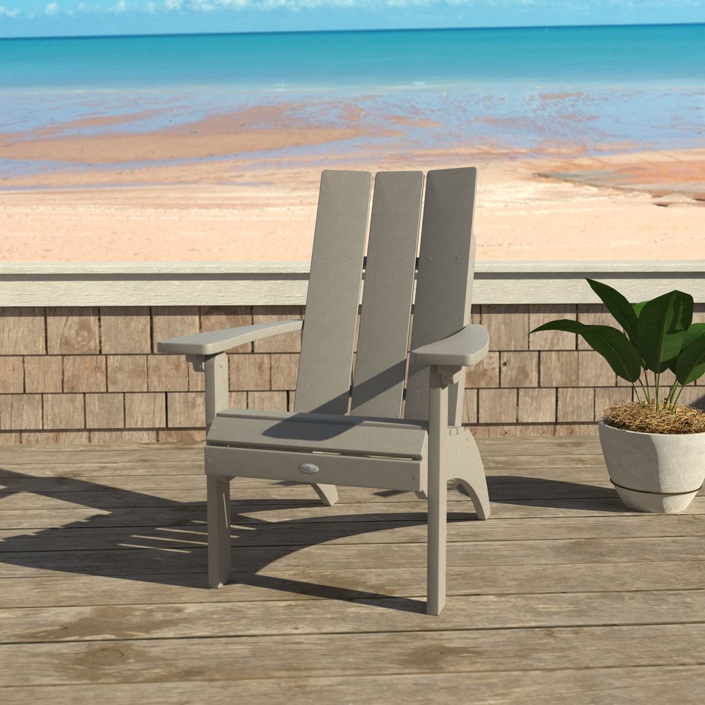 highwood BV-CHRADC2-CGR The Corolla Cove Gray Poly-lumber Frame Stationary Adirondack Chair with Slat Seat
