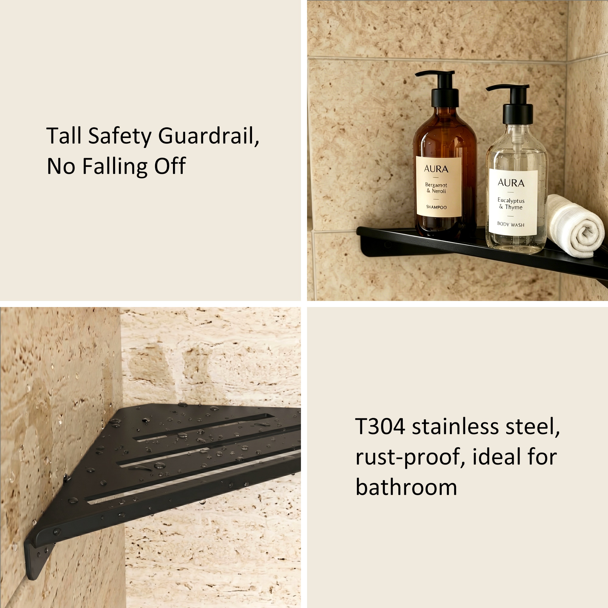 BWE A-91060-BLACK Bathroom-Shelves - View #3