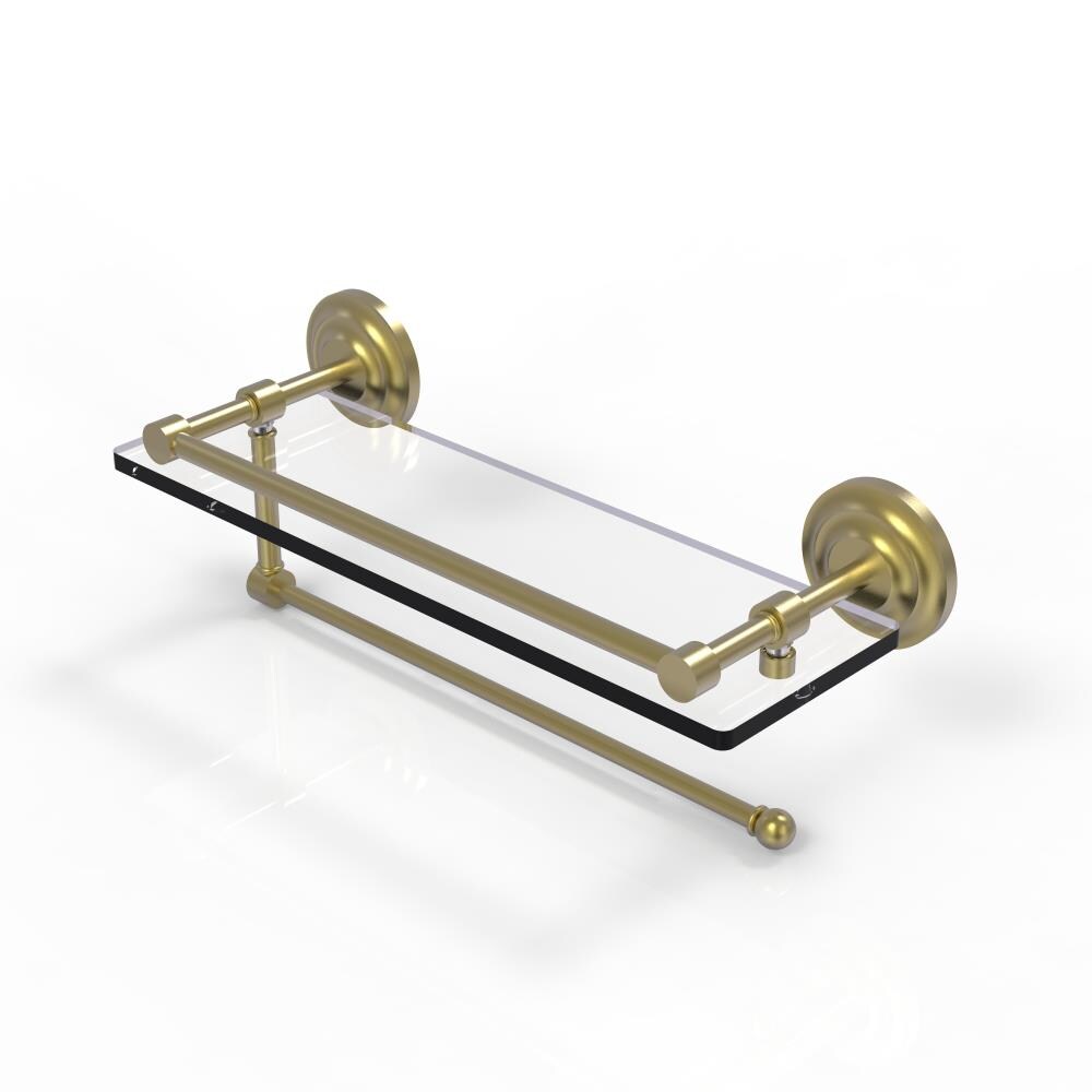 Allied Brass PQN-1PT/16-GAL-SBR Prestige Que New Satin 1-Tier Brass Wall Mount Bathroom Shelf (16-in X 5-in)