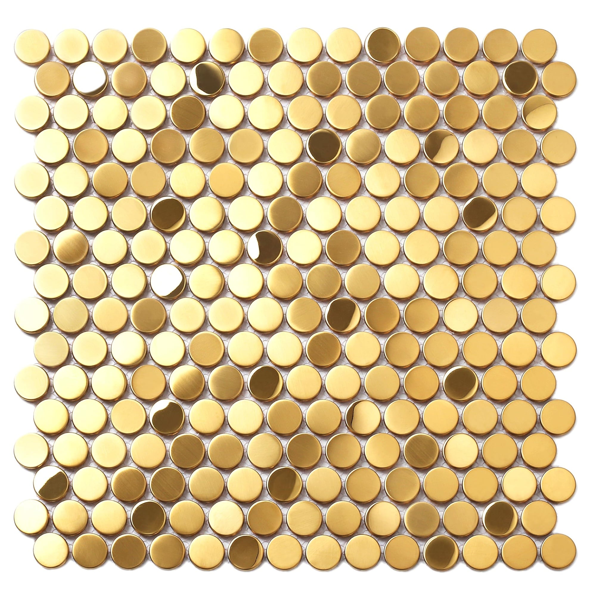LILILIAN FMY Gold Penny Round Mosaic Tiles Stainless Steel Wall Backsplash Shower Floor Box of 5 Sheets durable home and garden accessory #LRO0812O731