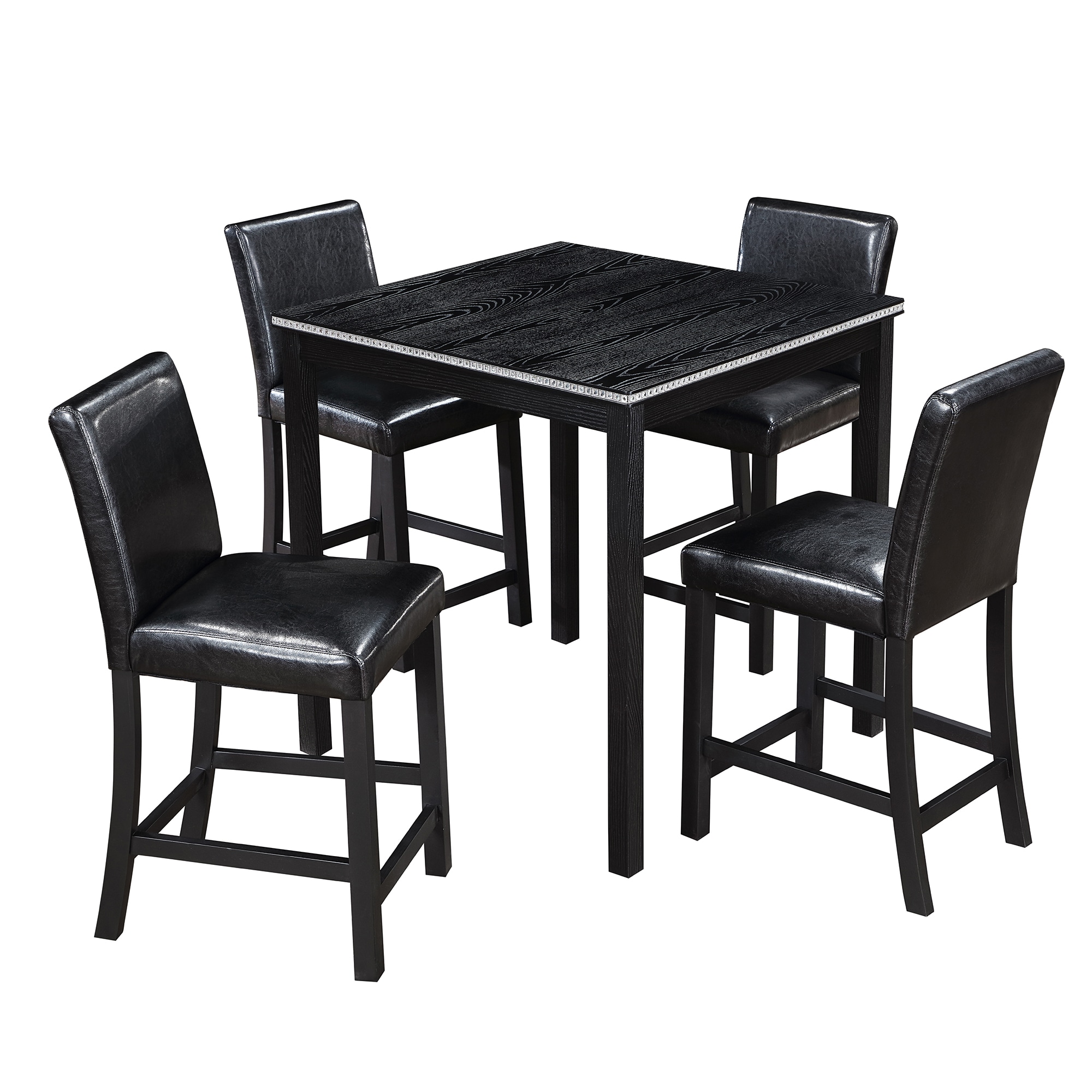 Bybafun YC9900013 Black Rustic Dining Room Set with Square Table ( Seats 4 )