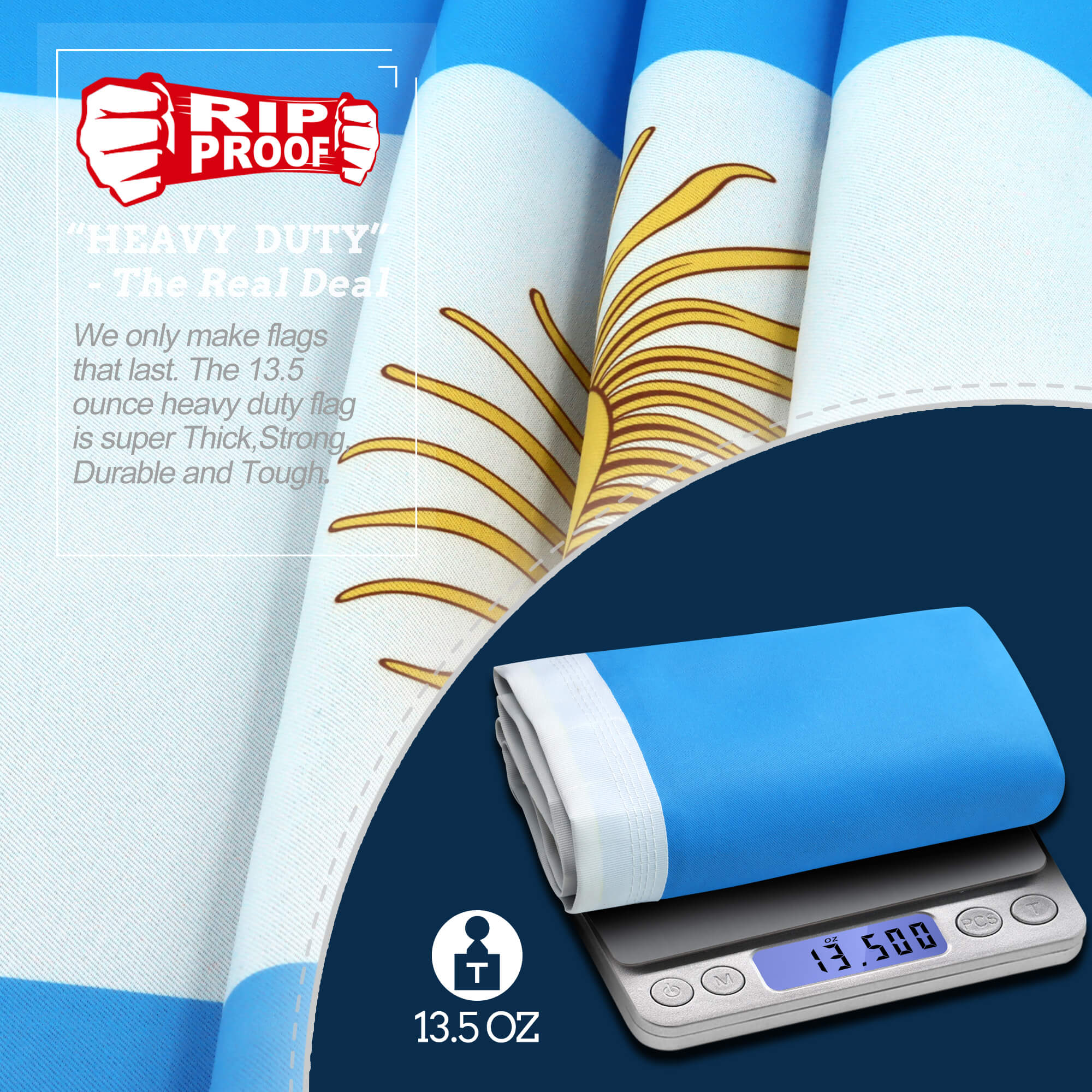 Rip-Proof Double Sided 3x5 Ft Argentina Flag with Grommets