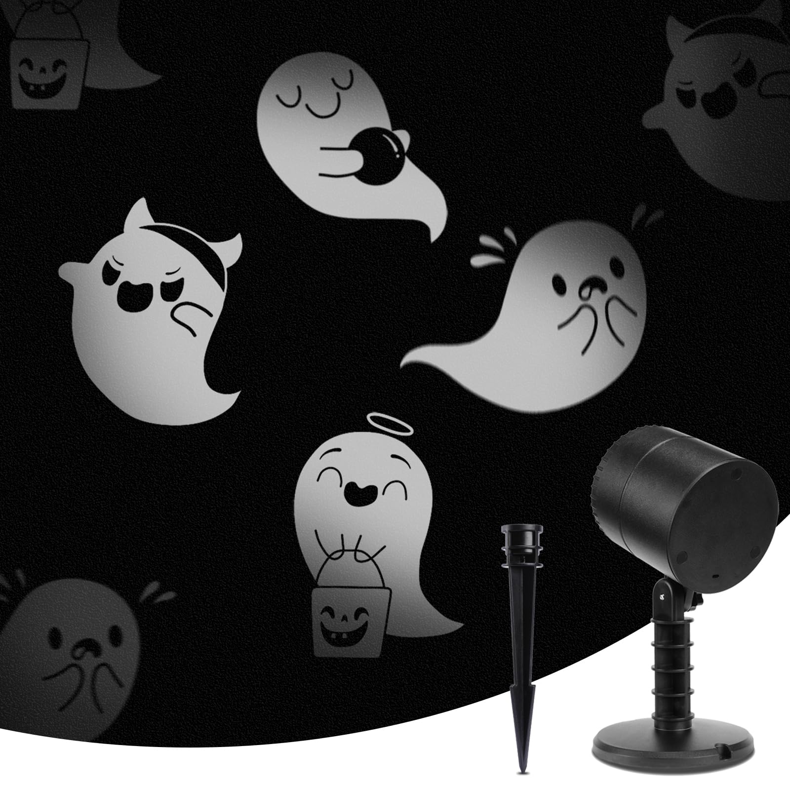 AKSCYZM  LED Halloween Decoration Ghost Rotating Projector Yard Stake Lights for Indoor Outdoor Home Patio Garden Bedroom Theater
