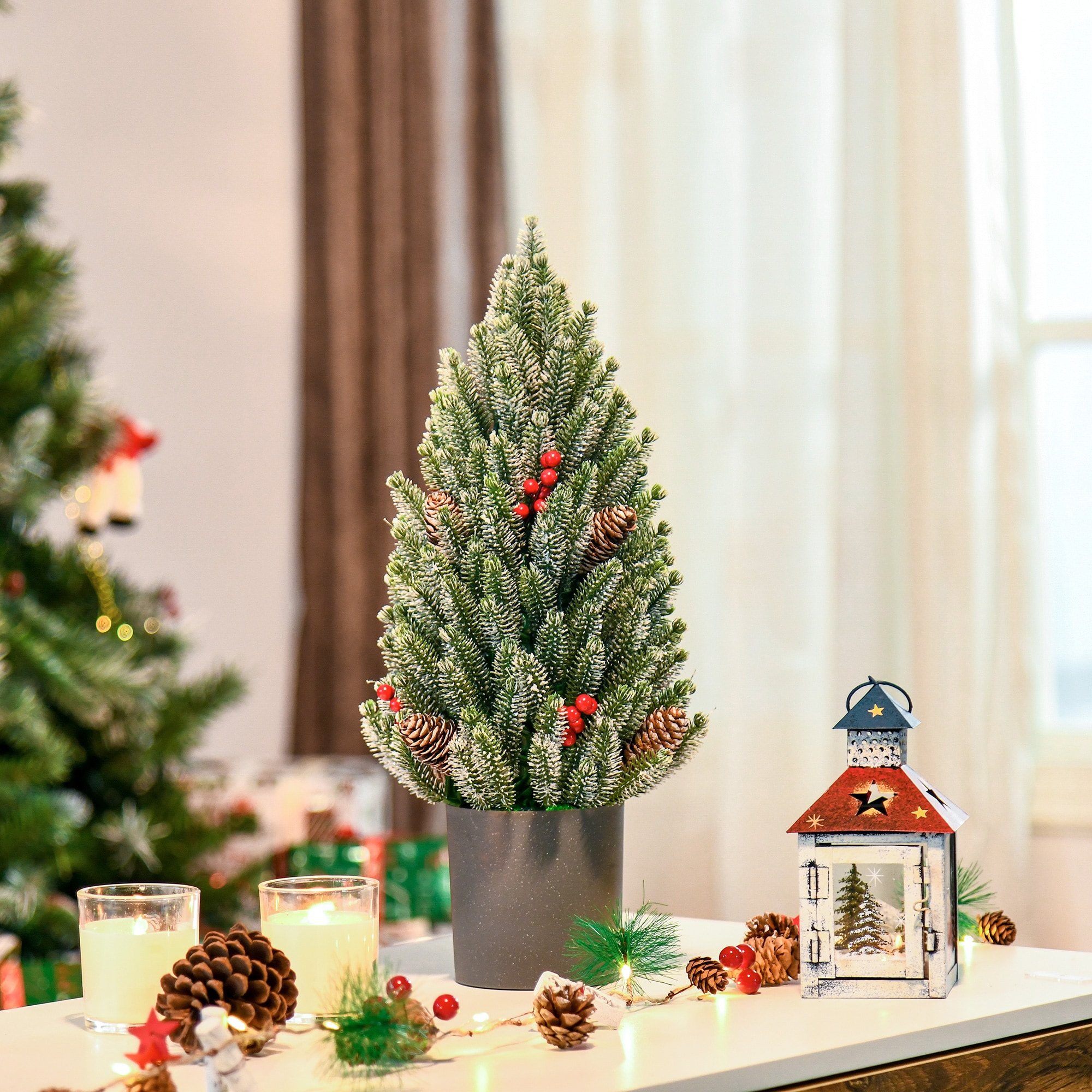 AAZJ NBC-CM70559 1.5-ft Alaskan flocked Pencil Flocked Artificial Christmas Tree