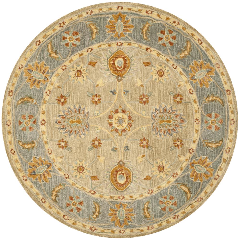 Safavieh AN561A-6R Anatolia Bamia 6 x 6 (ft) Tufted Wool Taupe/Gray Round Indoor Floral/Botanical Vintage Area rug
