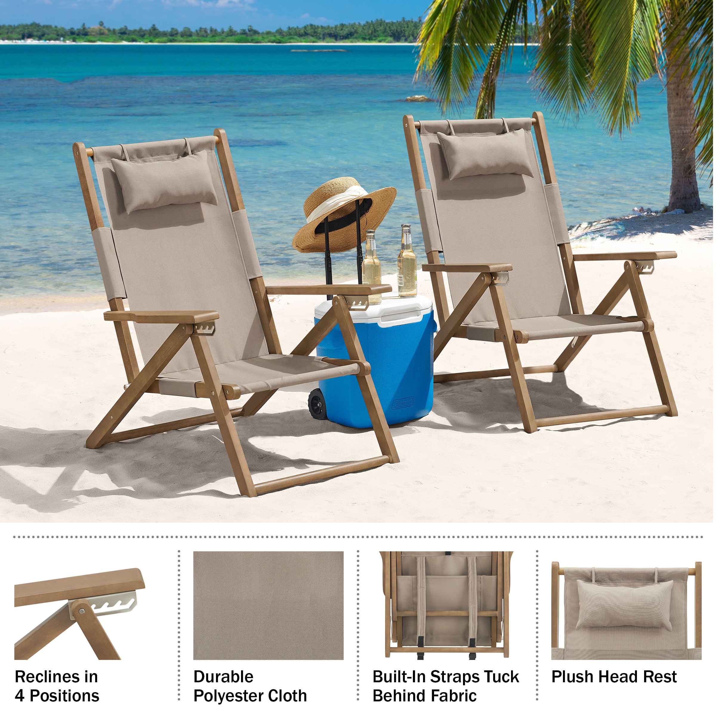 Lavish Home 80-OUTD-FLDBCH-1-2 Beach-Camping-Chairs - View #8