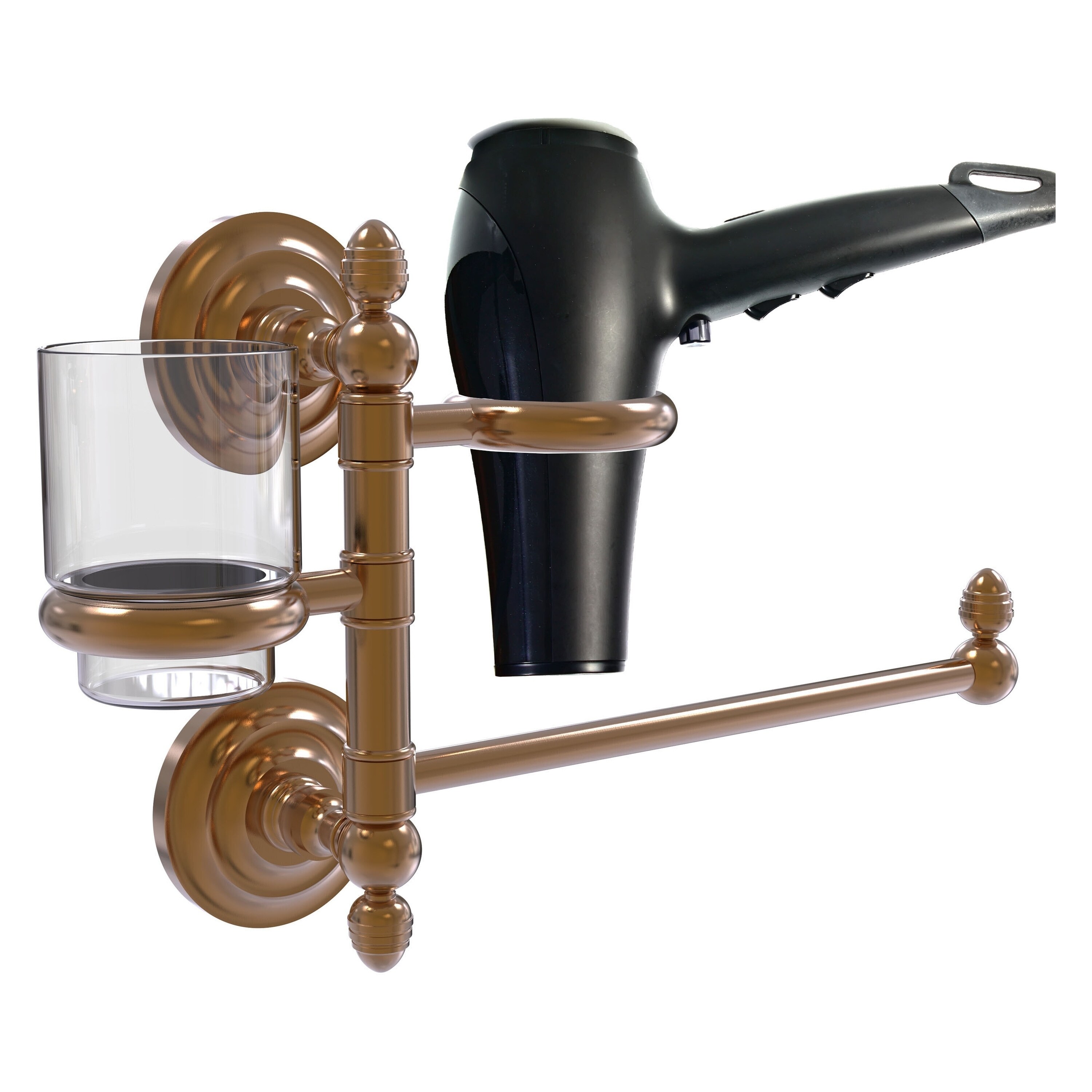 Allied Brass QN-GTBD-1-BBR 2 -Piece Que New Brushed Bronze Decorative Bathroom Hardware Set Towel Bar, Included