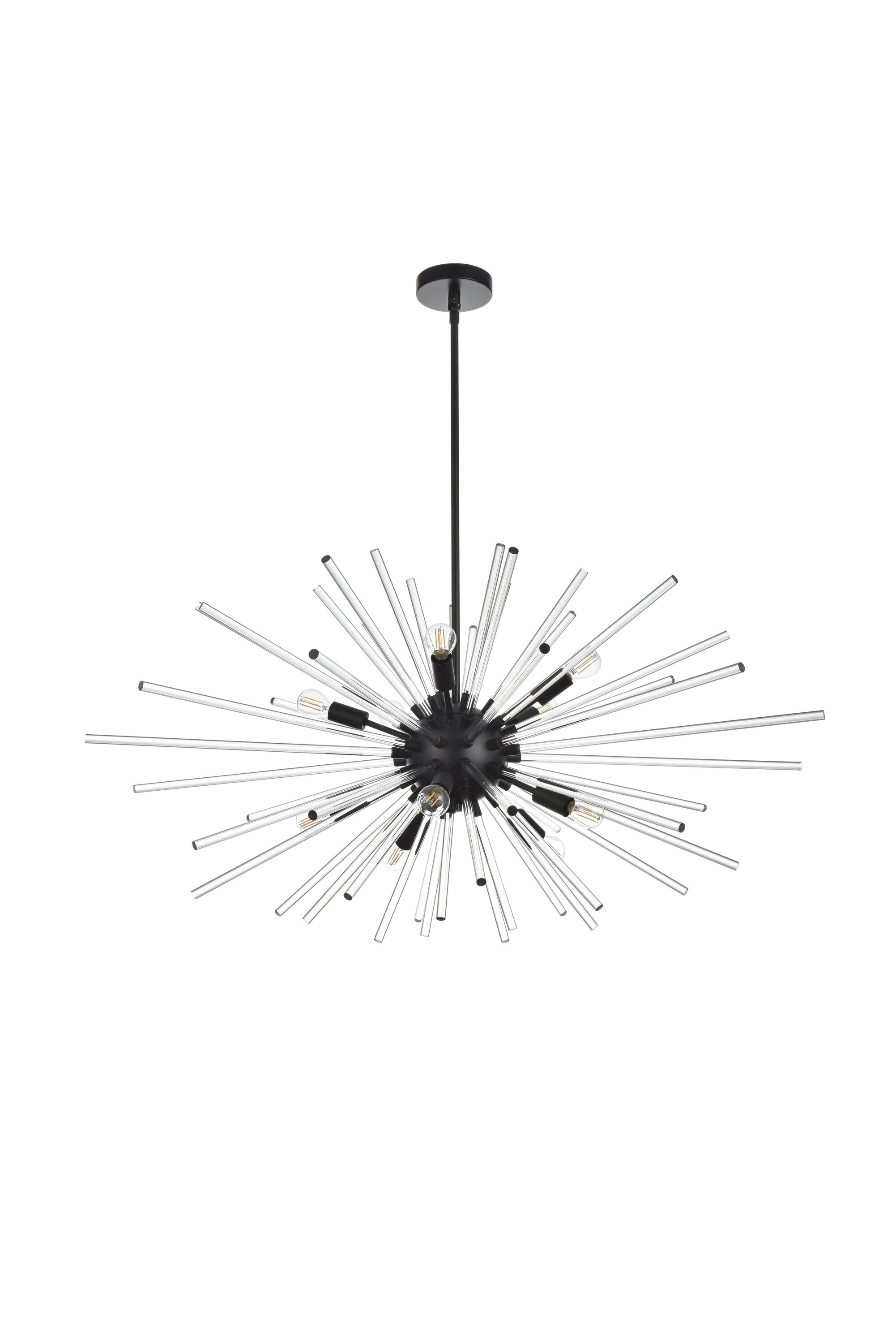 Sienna 42-Inch Black Crystal Rod Pendant Light