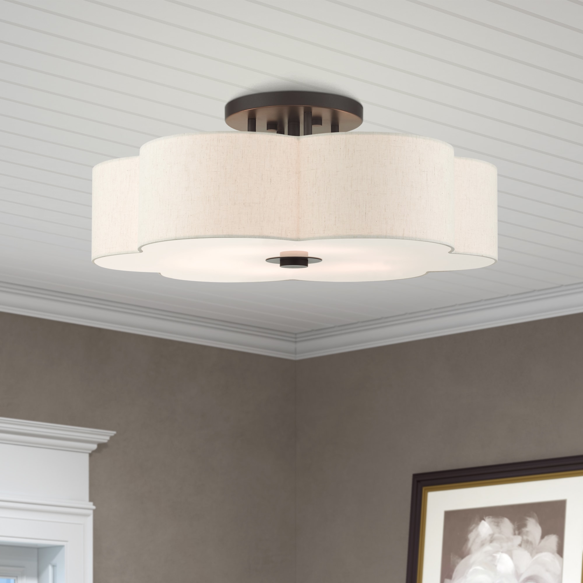 Solstice English Bronze 6-Light Indoor/Outdoor Semi-Flush Mount