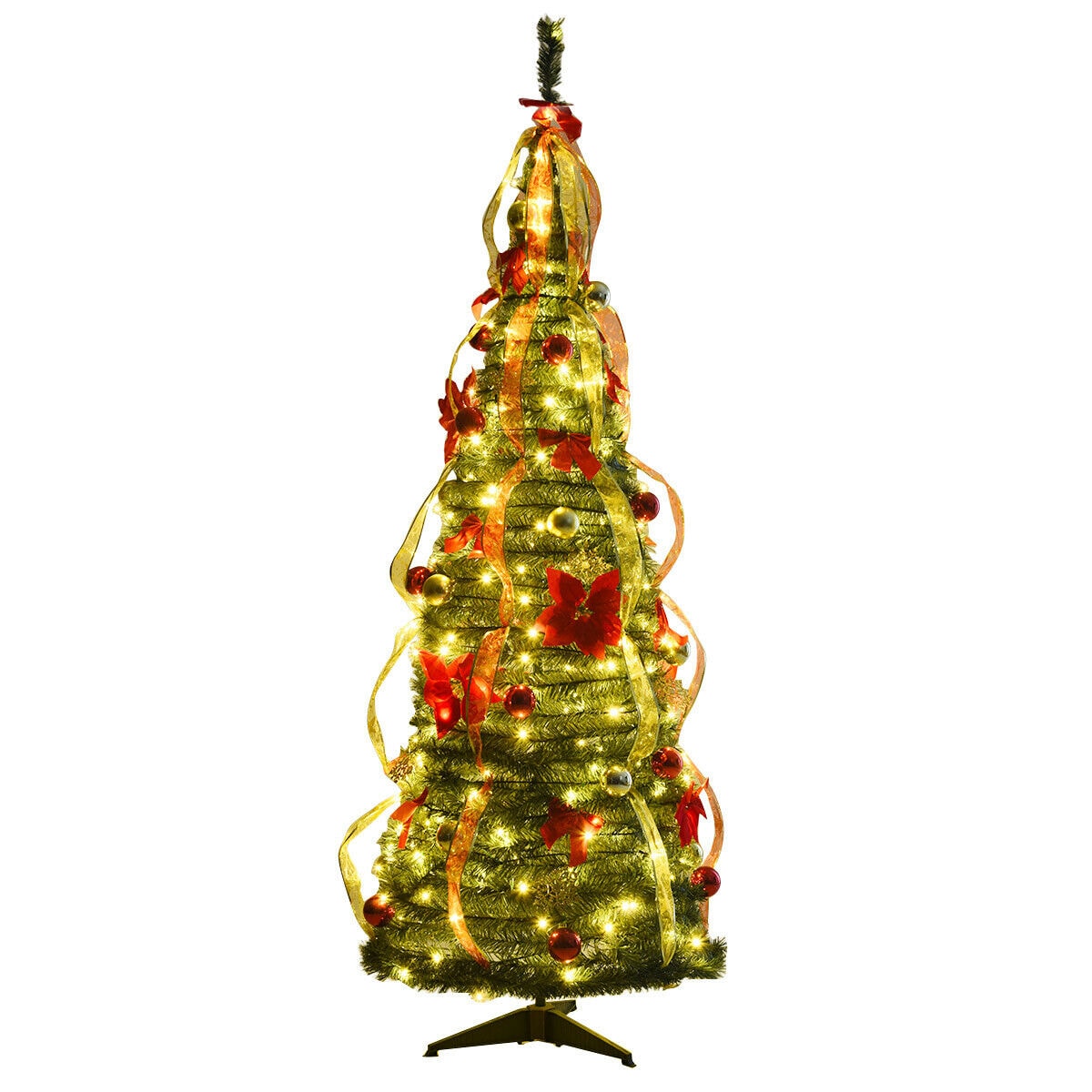 WELLFOR CM-HWY-22050 6-Feet Pre-lit Slim Artificial Christmas Tree with White LED Lights